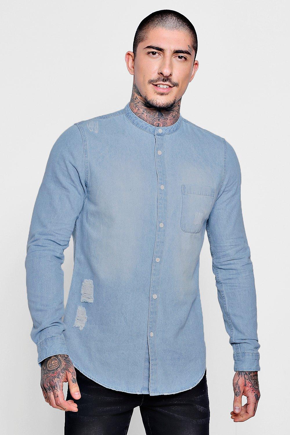 mens denim grandad shirt