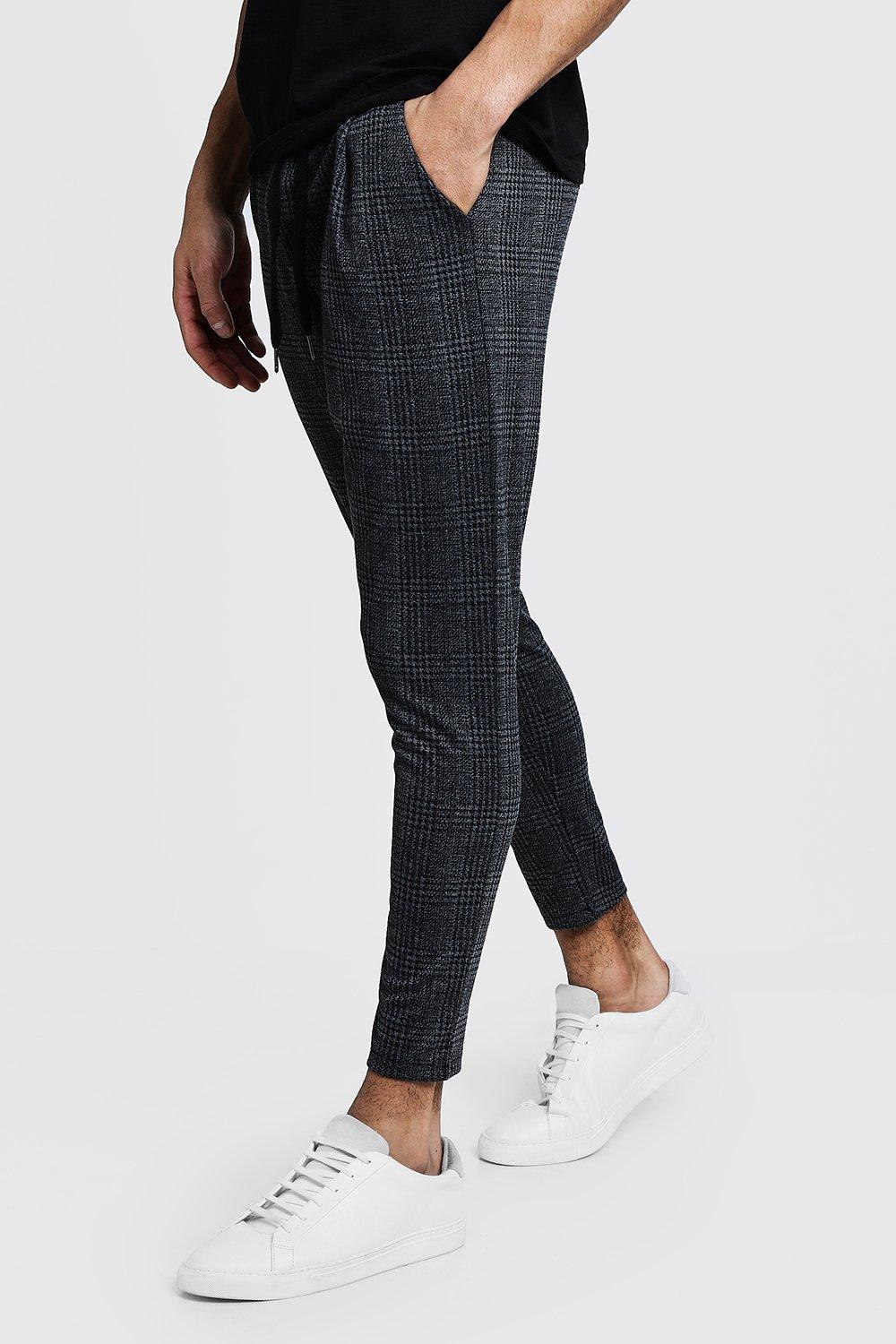 mens smart checked joggers