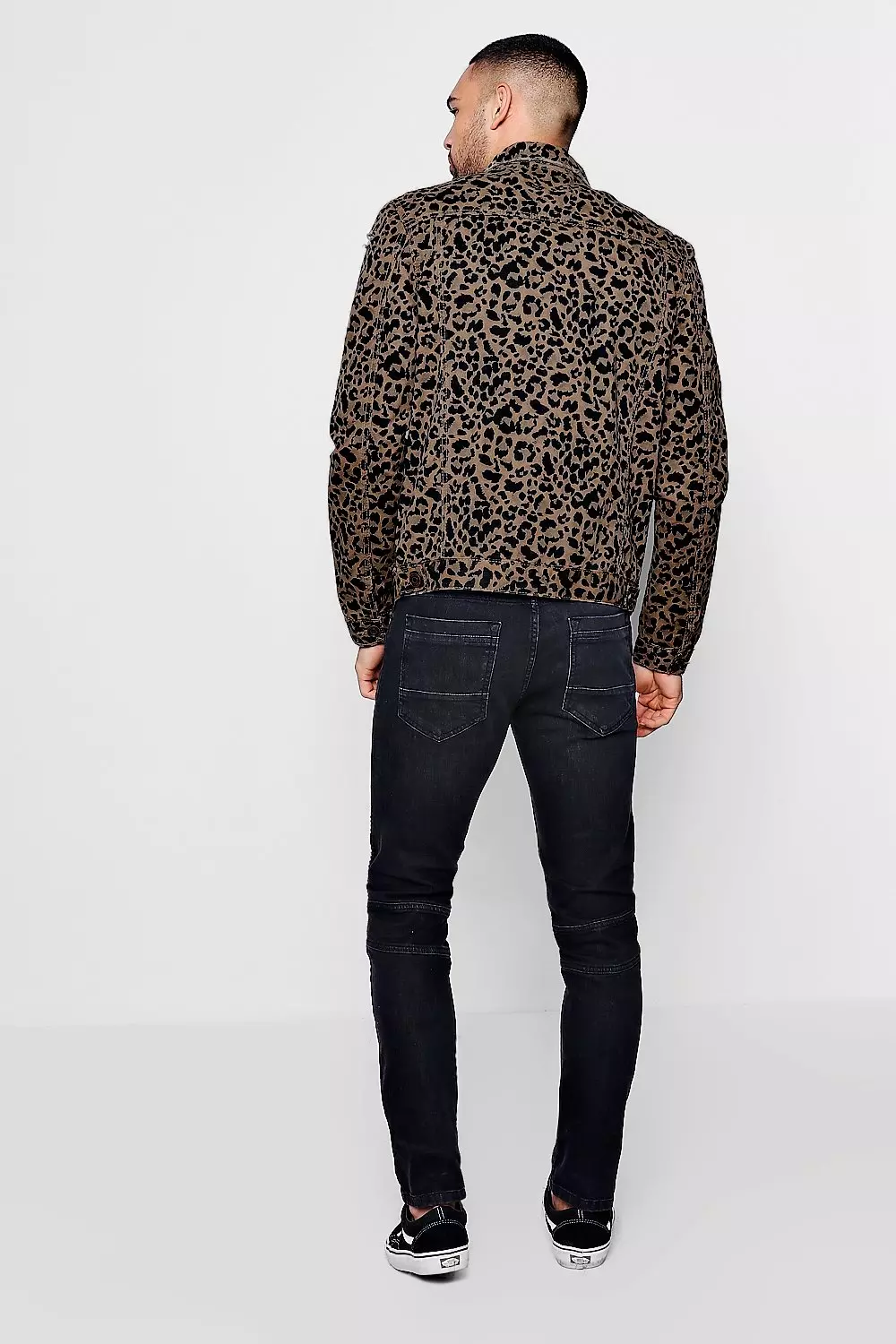 Leopard Print Denim Overshirt Black