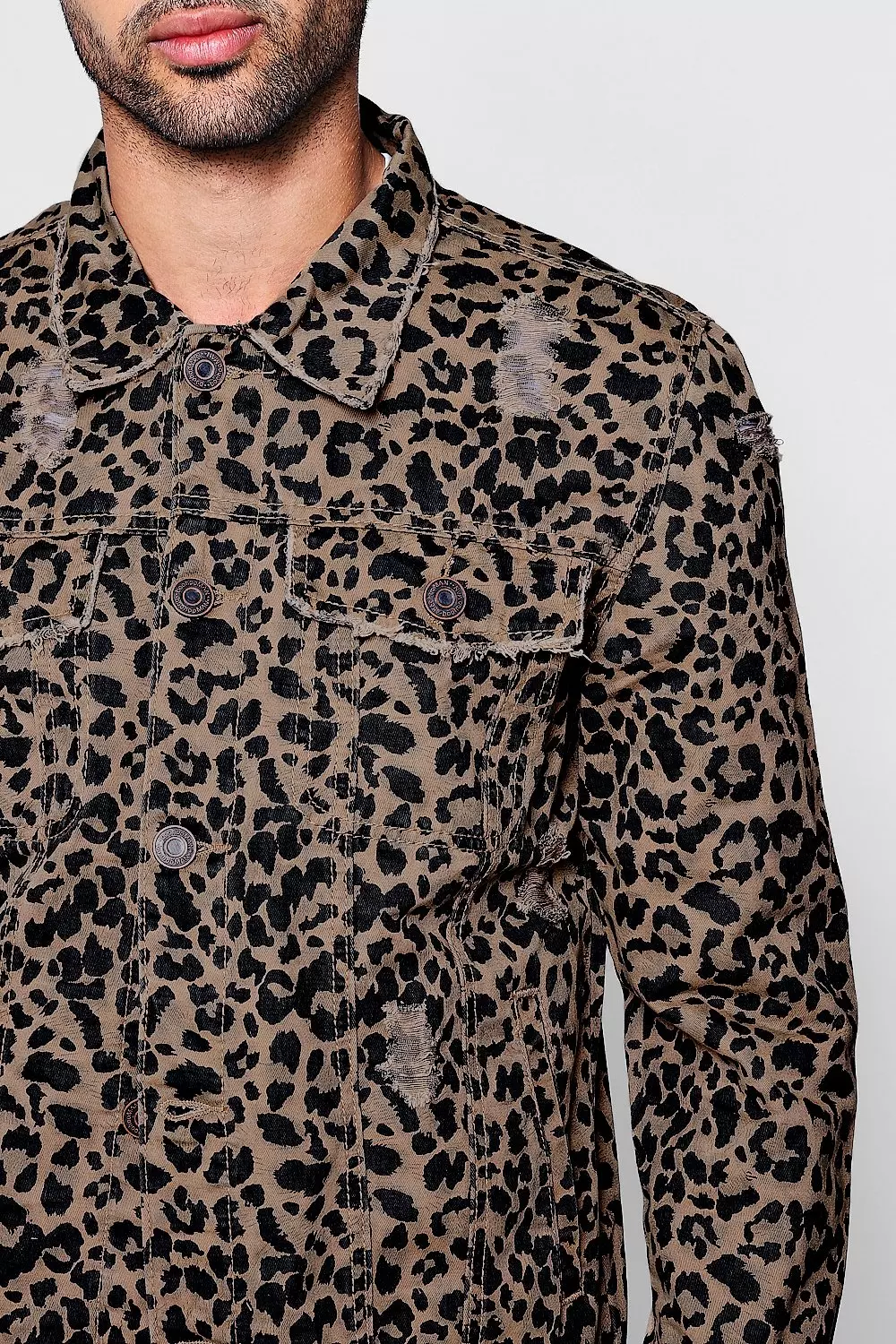 Leopard print outlet jacket denim