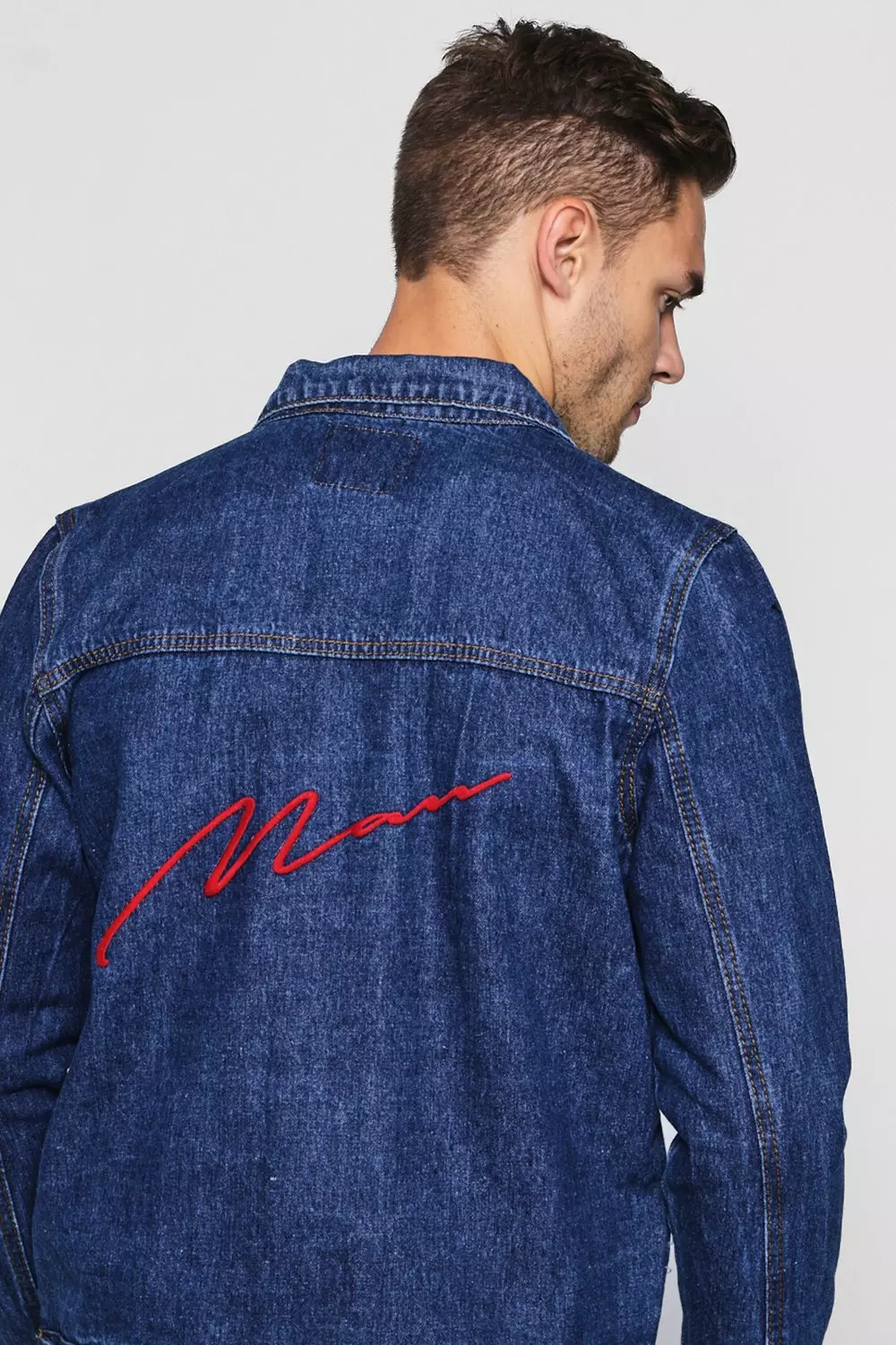 Denim jacket with sales embroidery mens