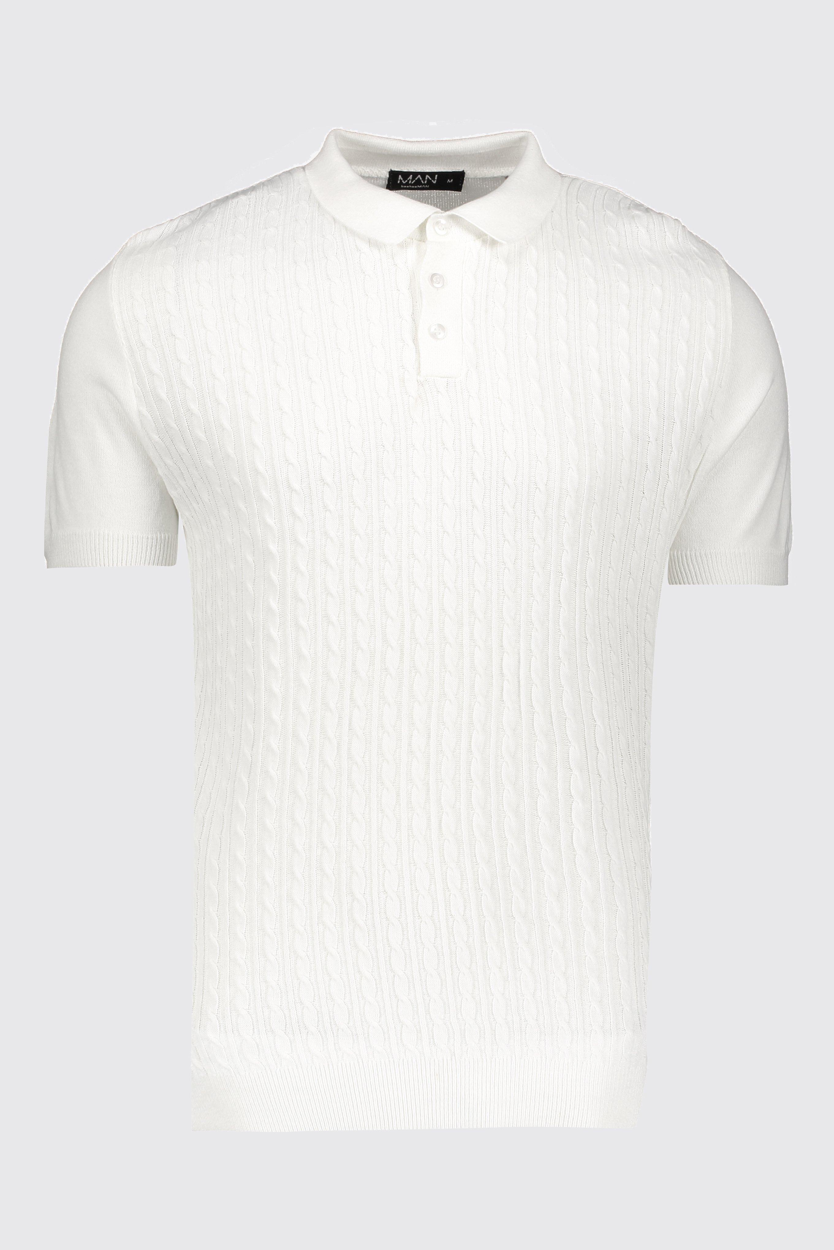 cable knit polo shirt