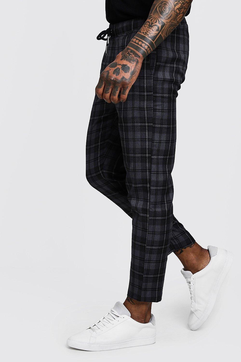 boohooman check joggers