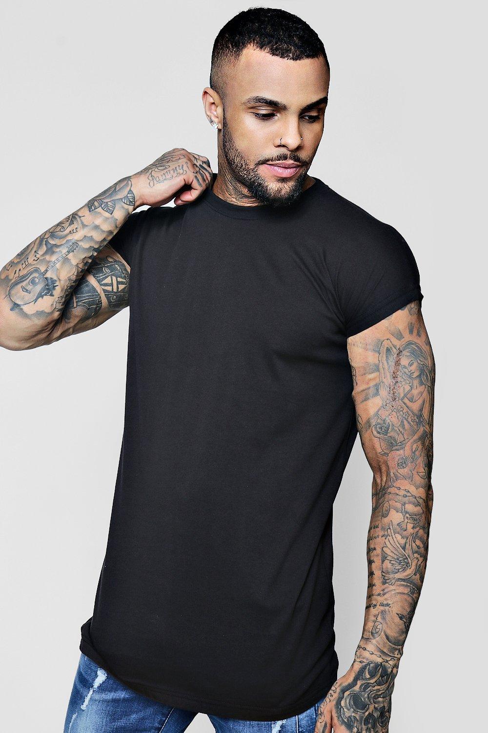 

Longline Cap Sleeve T-Shirt, Черный