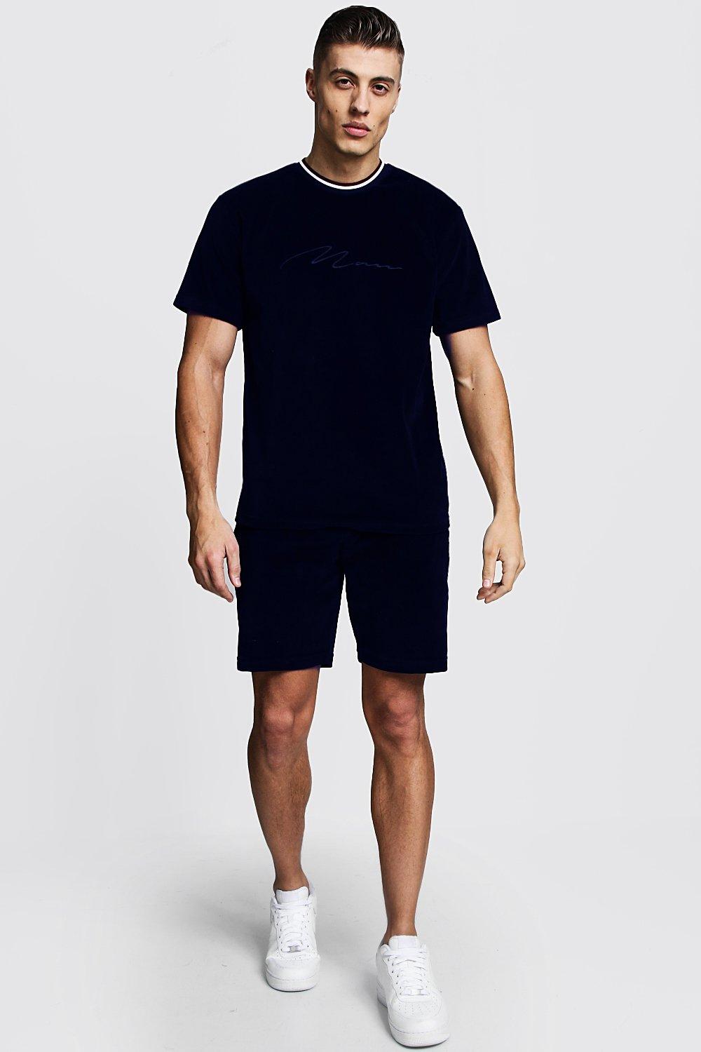 velour shorts tracksuit
