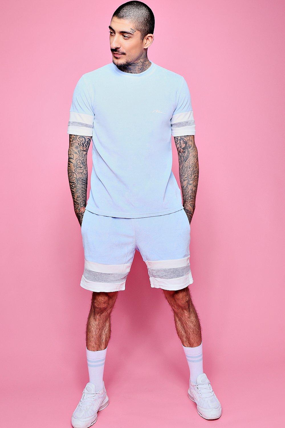 velour shorts tracksuit
