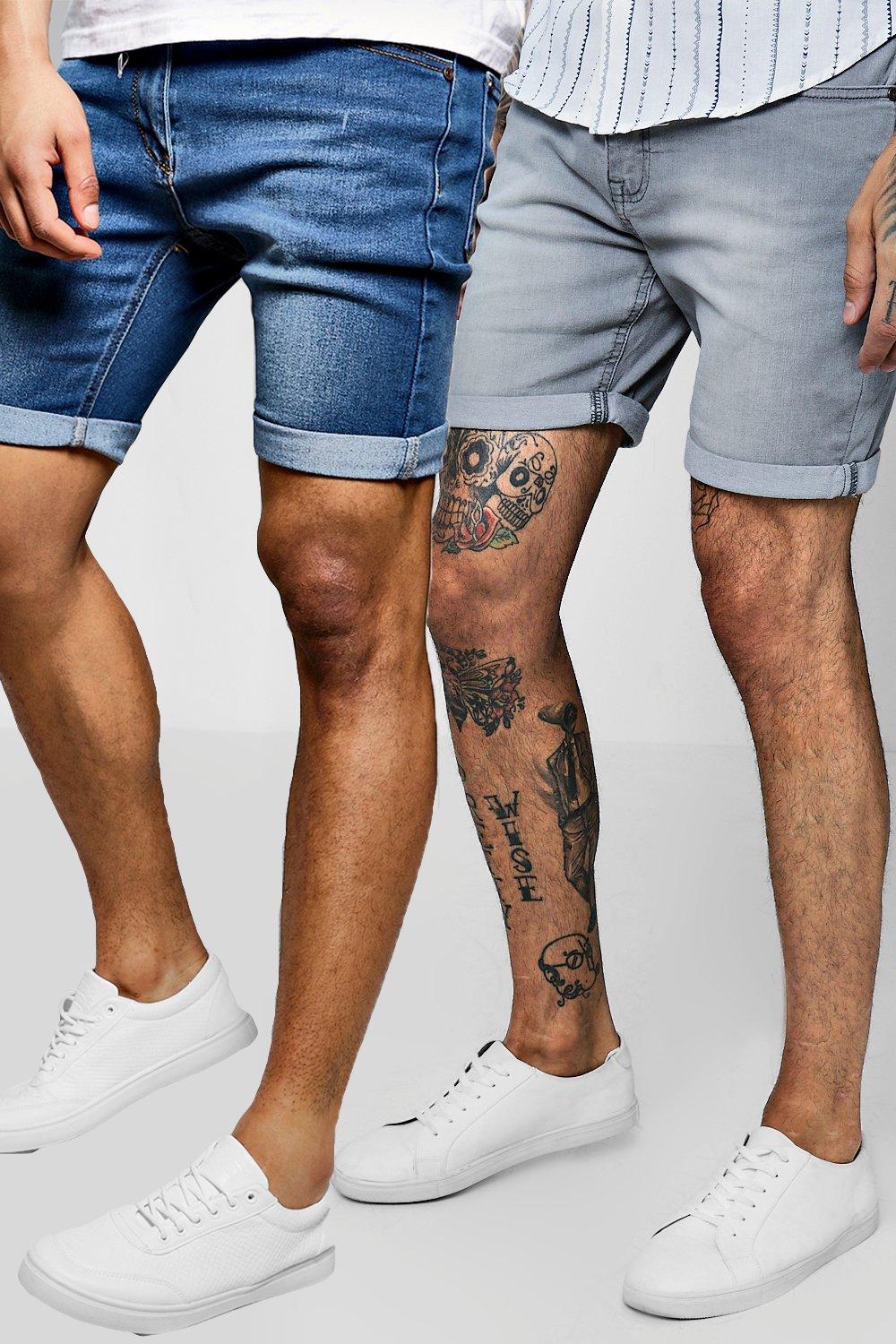 2 Pack Jean Shorts In Skinny Fit 