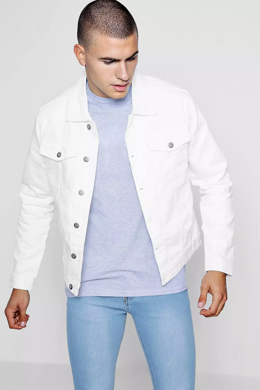 White jean jacket distressed sale