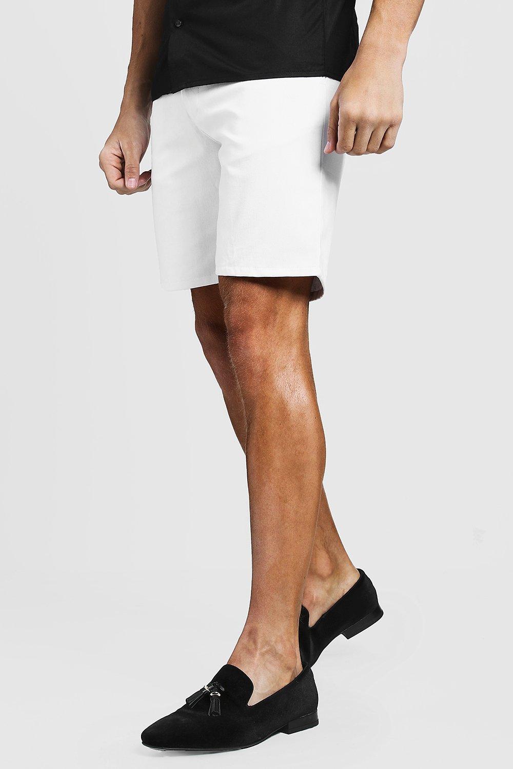 slim fit white shorts