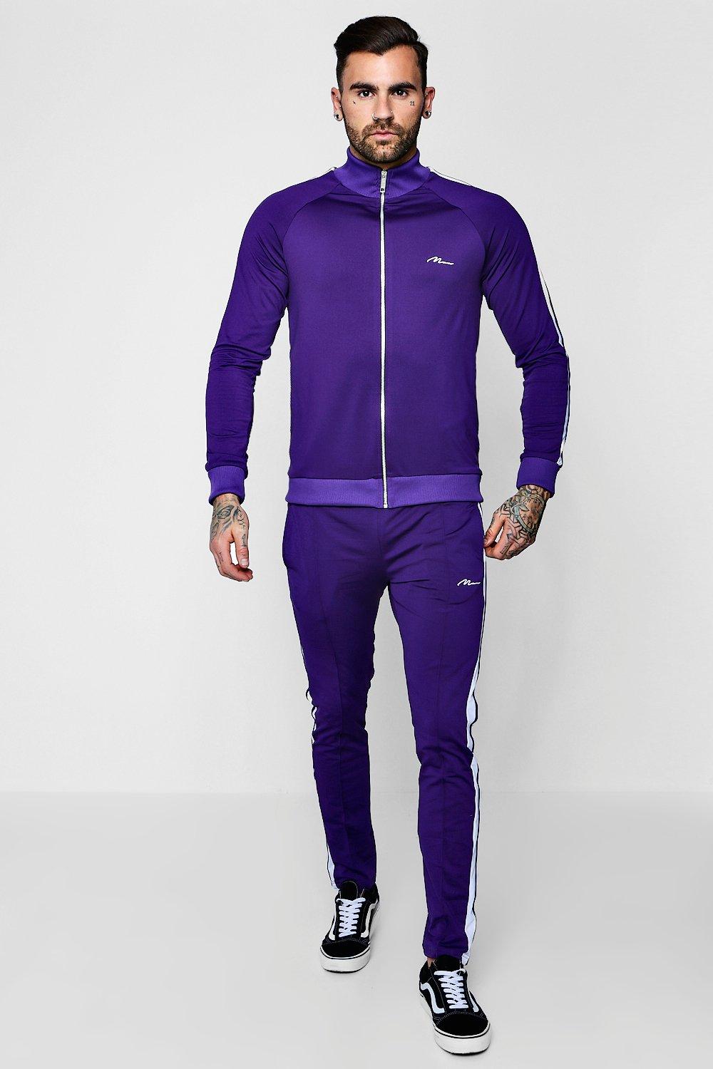 MAN Signature Skinny Tricot Funnel Tracksuit