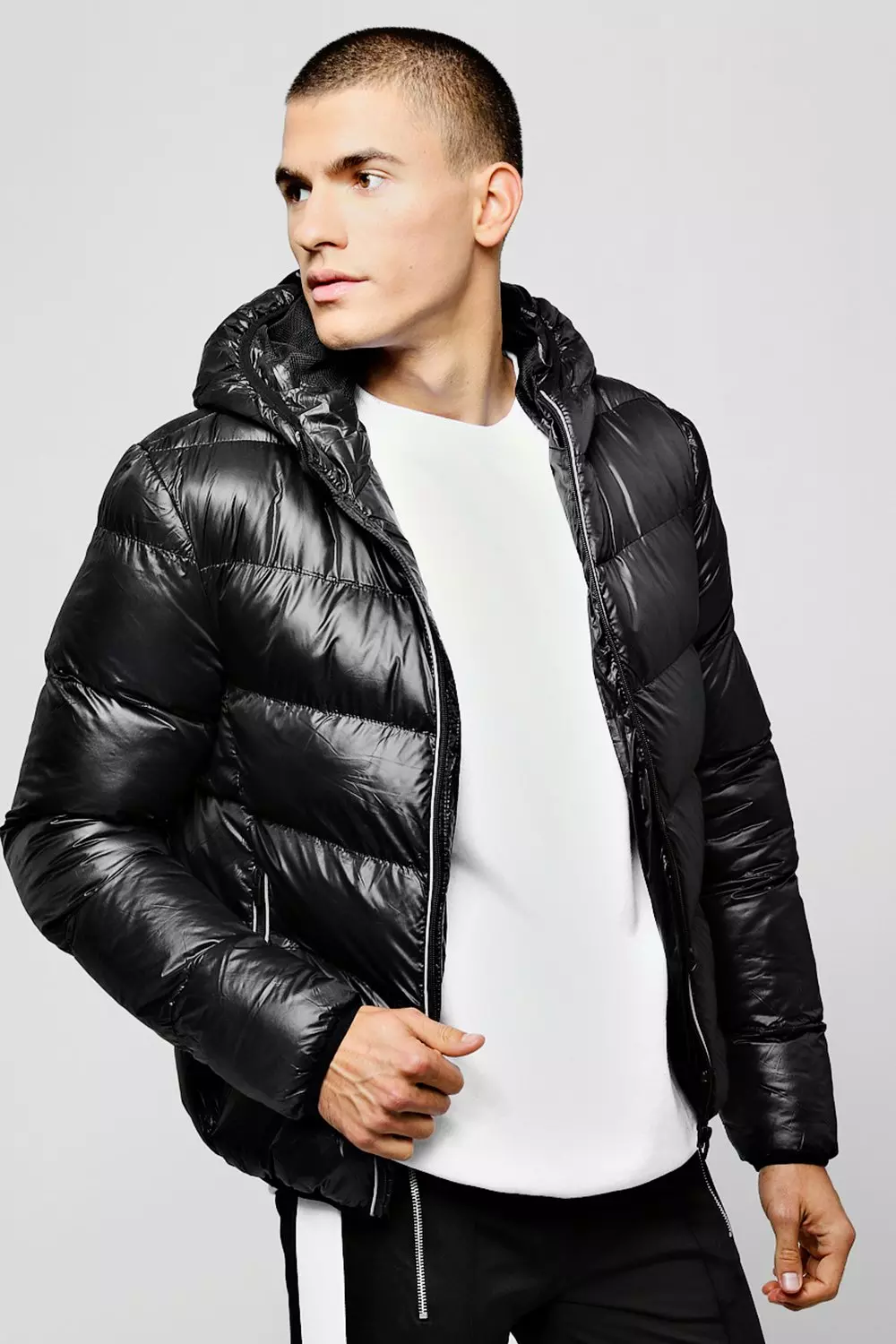 Boohooman high store shine puffer