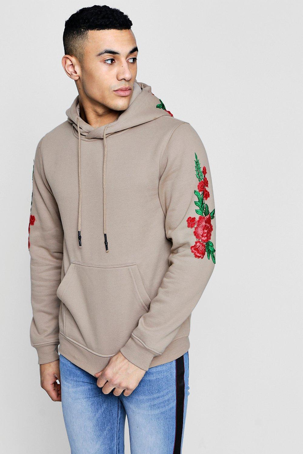 beige hoodie with roses