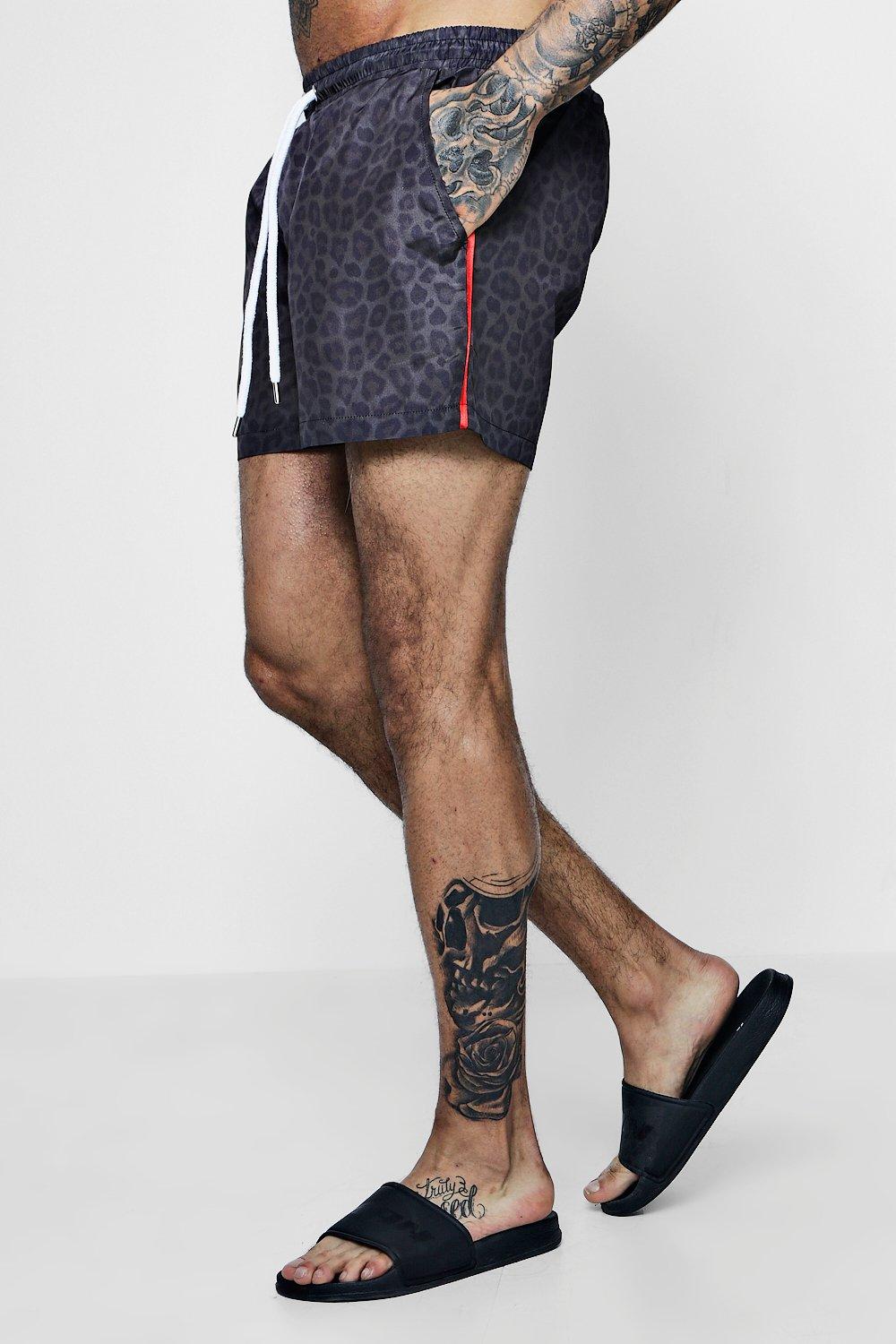 leopard print mens swim shorts