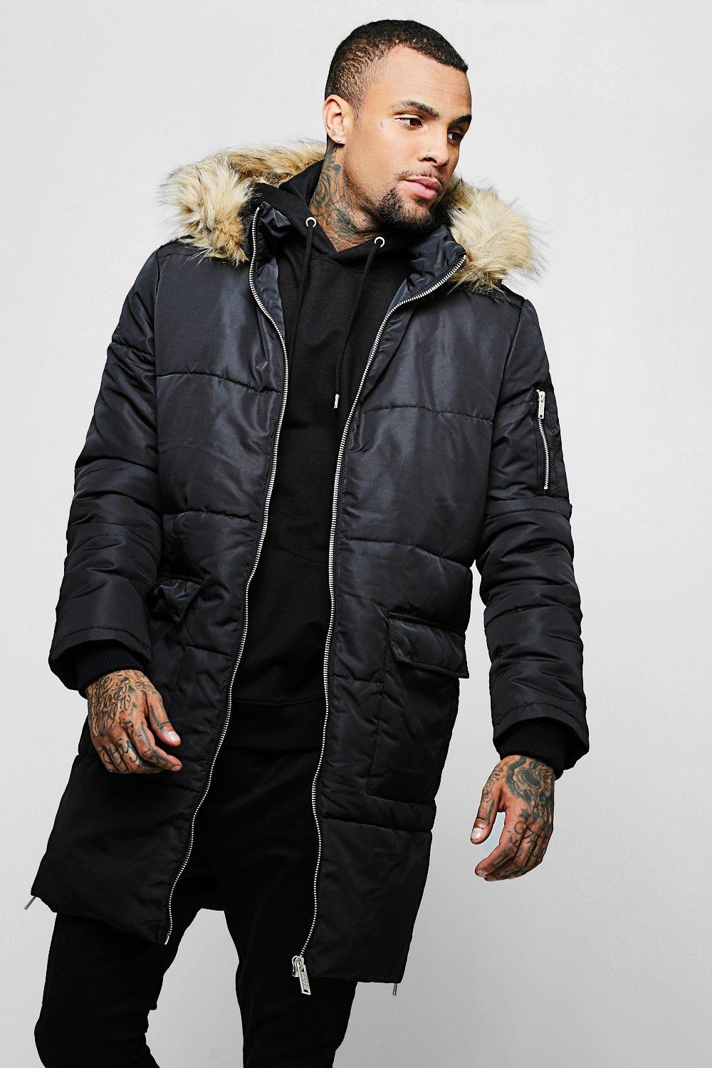 puffer jacket mens with fur hood