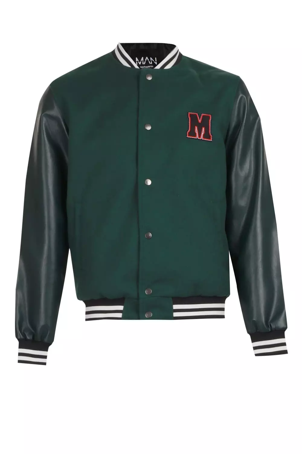 CenturyX Men Vintage Varsity Bomber Jacket Letter Print Baseball Jacket  Button Long Sleeve Bomber Jacket Coat Retro Sweatshirt Green XXL 