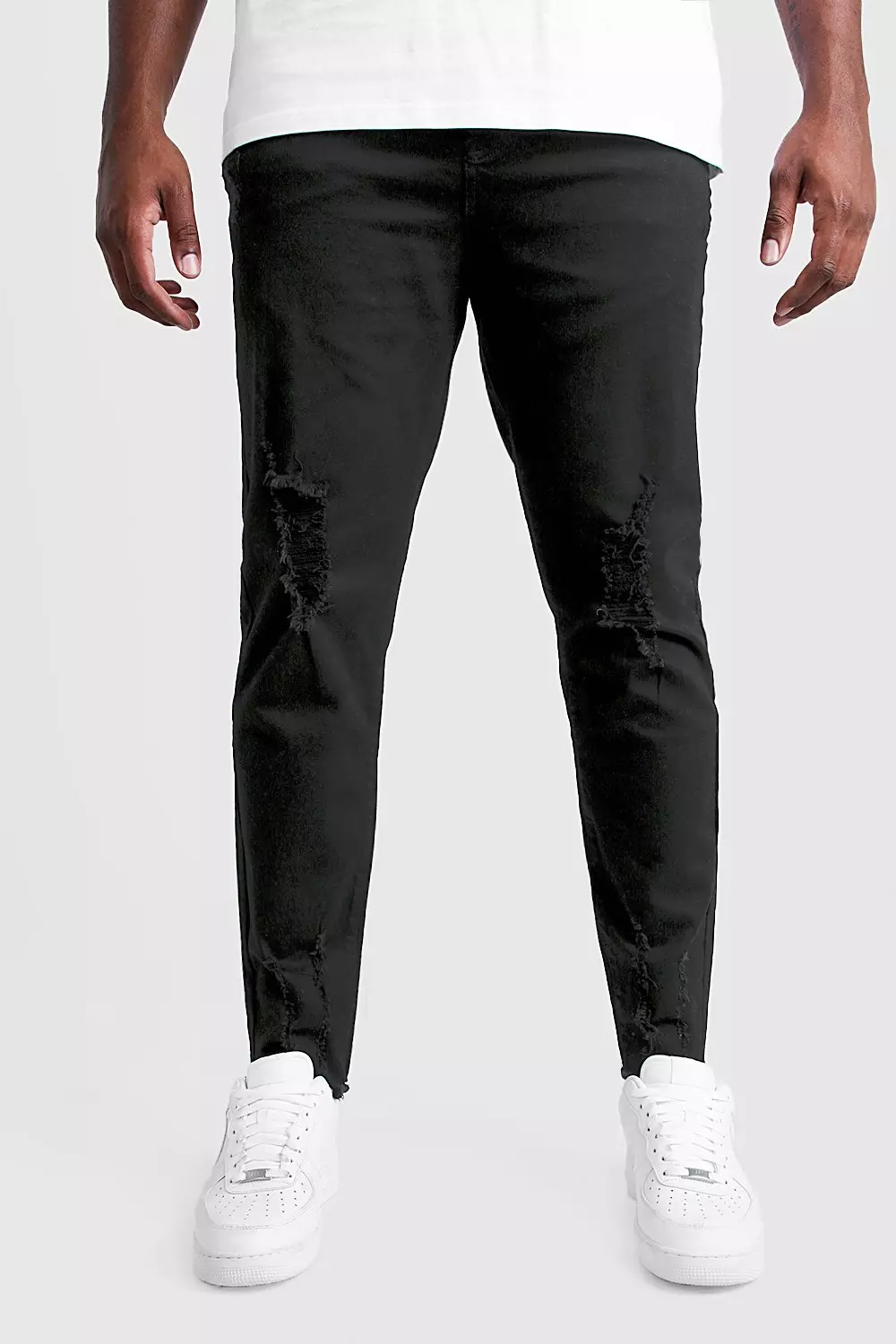 Mens black raw sales hem jeans