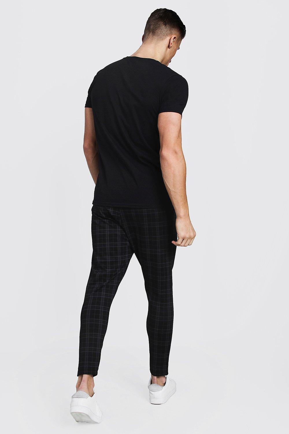mens smart checked joggers