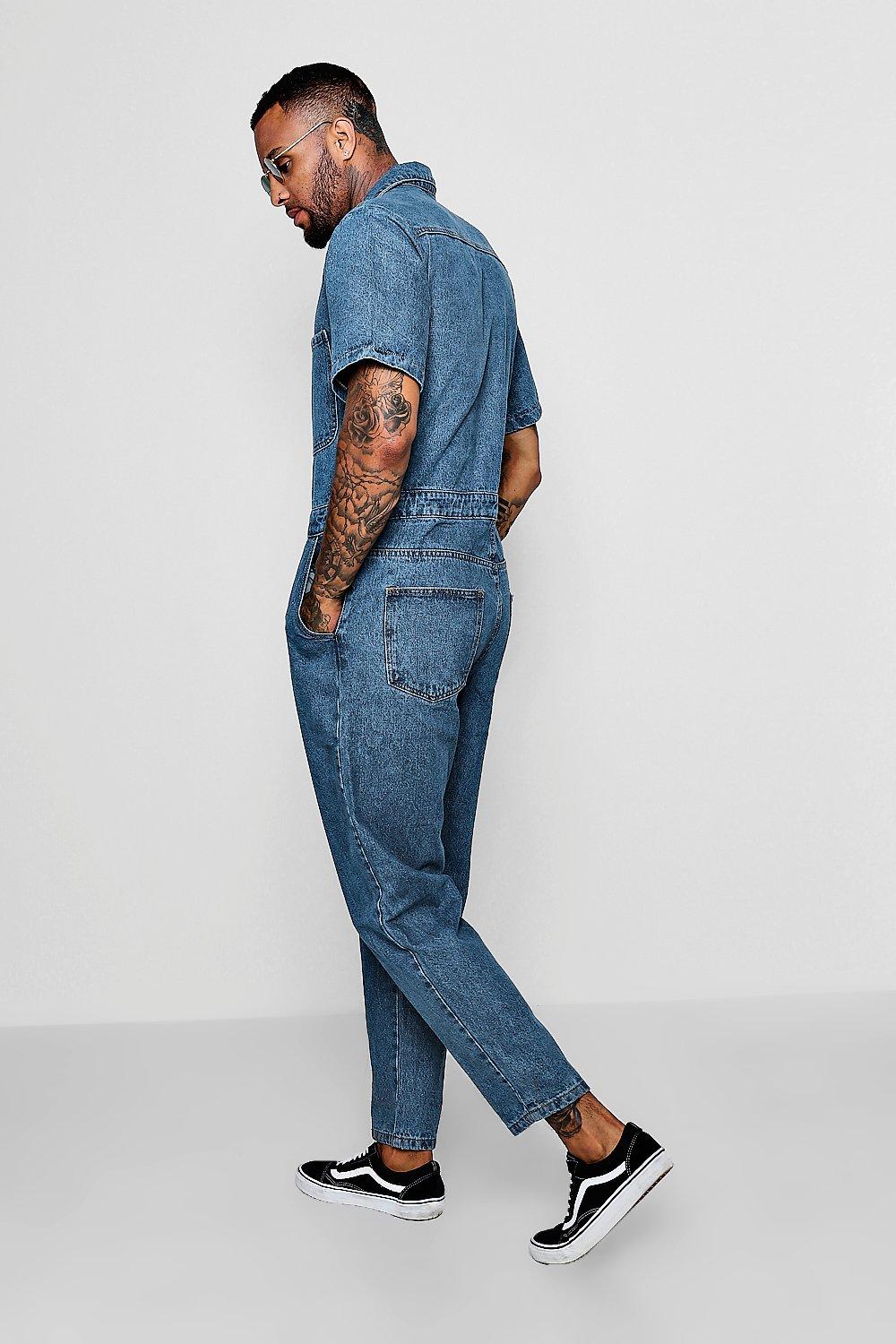 short sleeve denim boiler suit