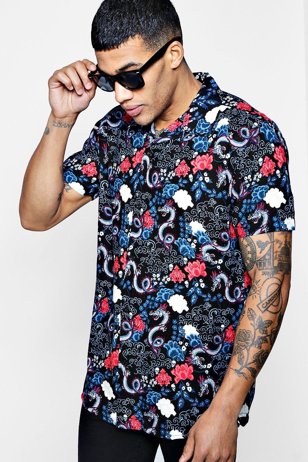 camisas manga corta hombre estampadas