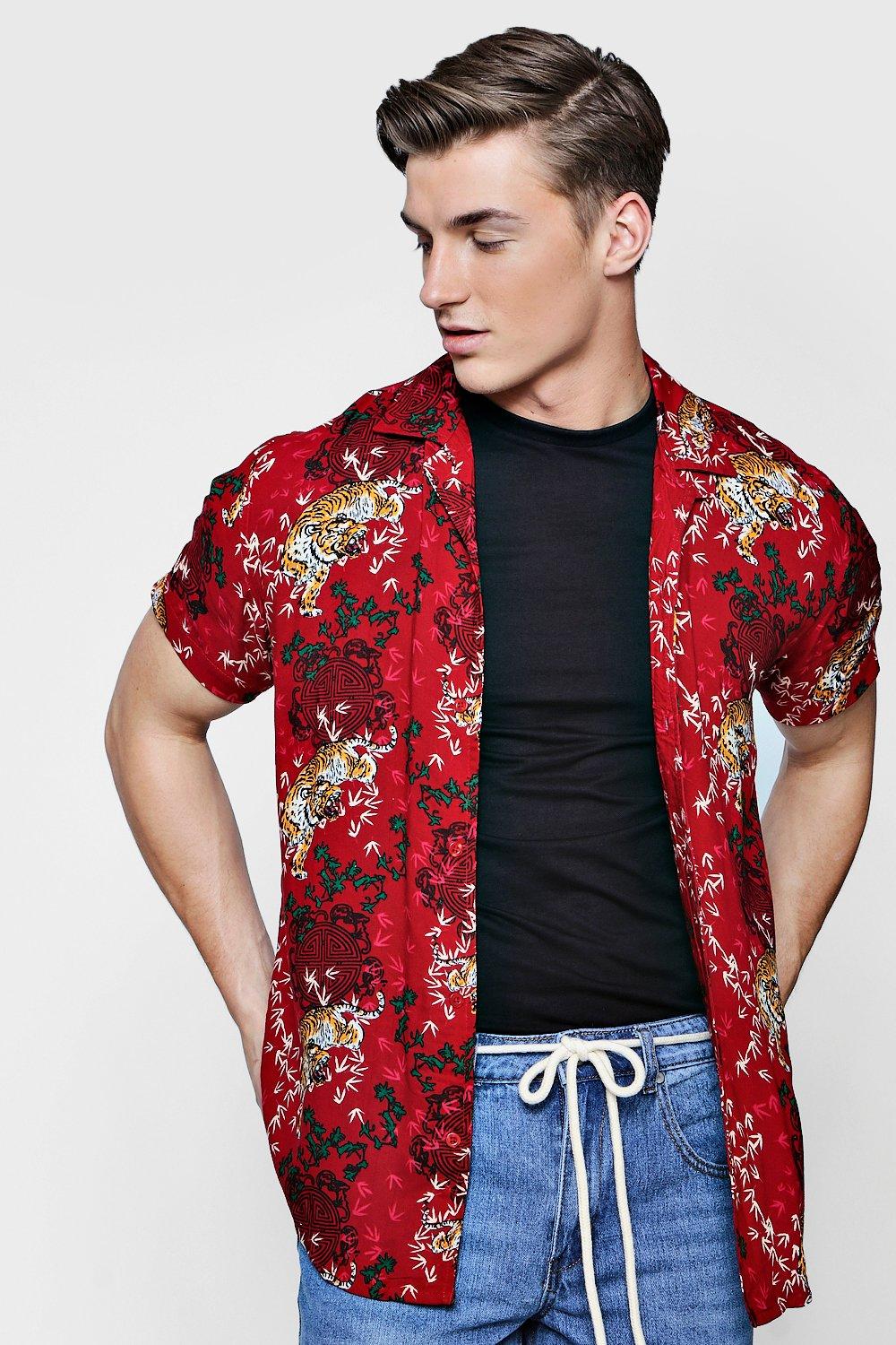 red tiger stripe shirt