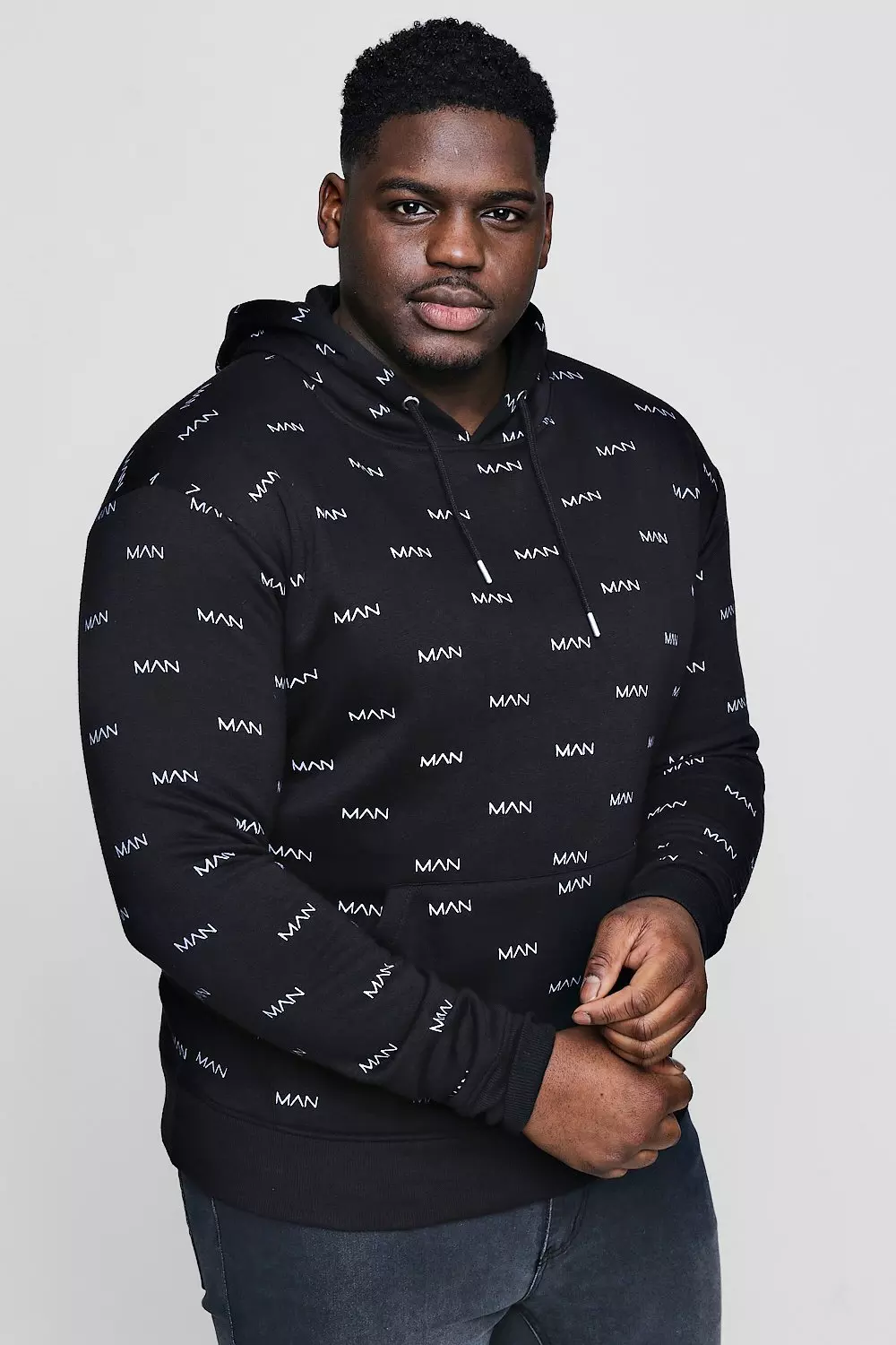 Plus Size MAN All Over Print Hoodie | boohooMAN USA