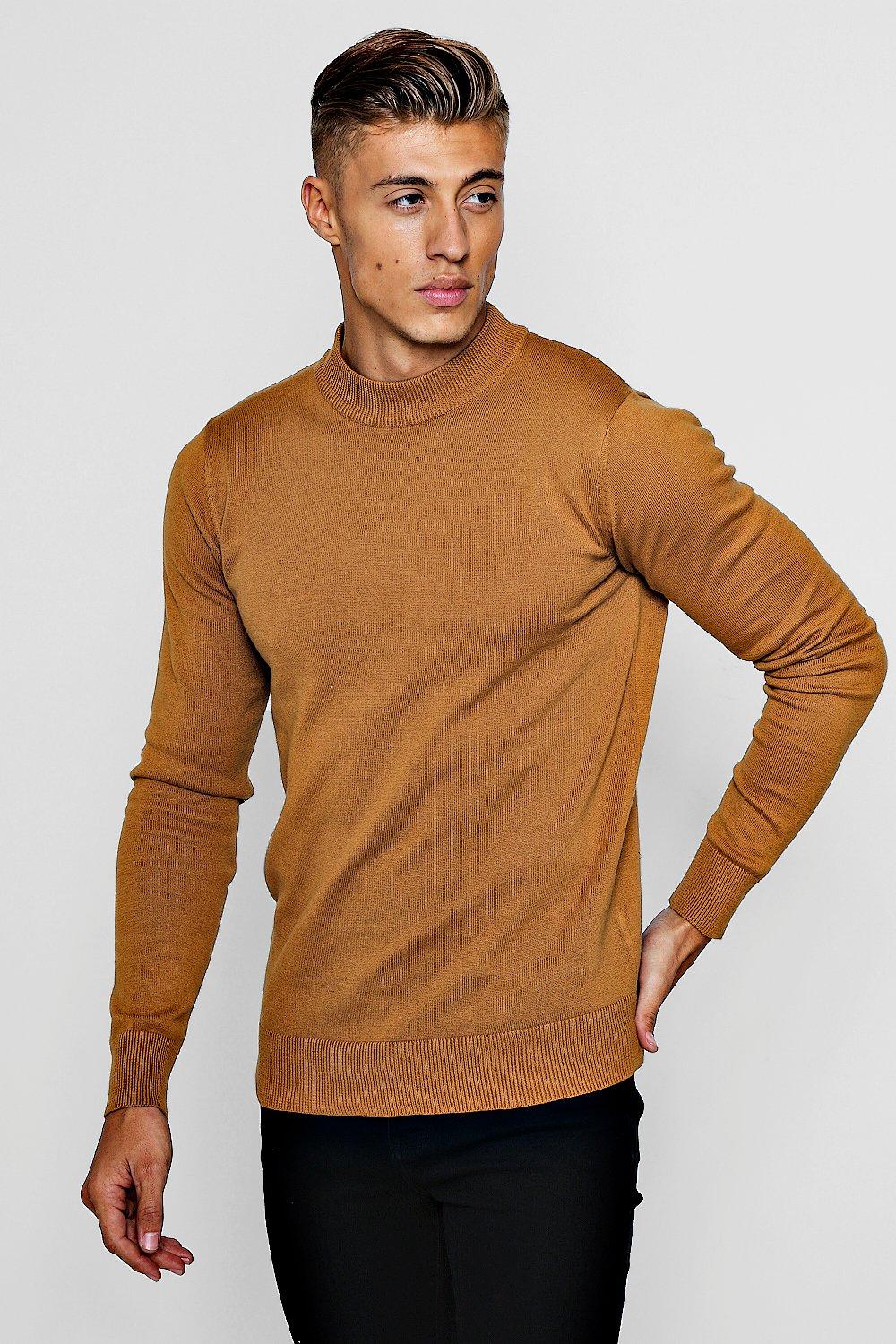 mens fine knit polo neck jumpers