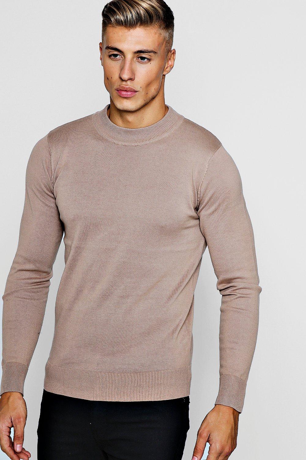 mens fine knit roll neck jumper