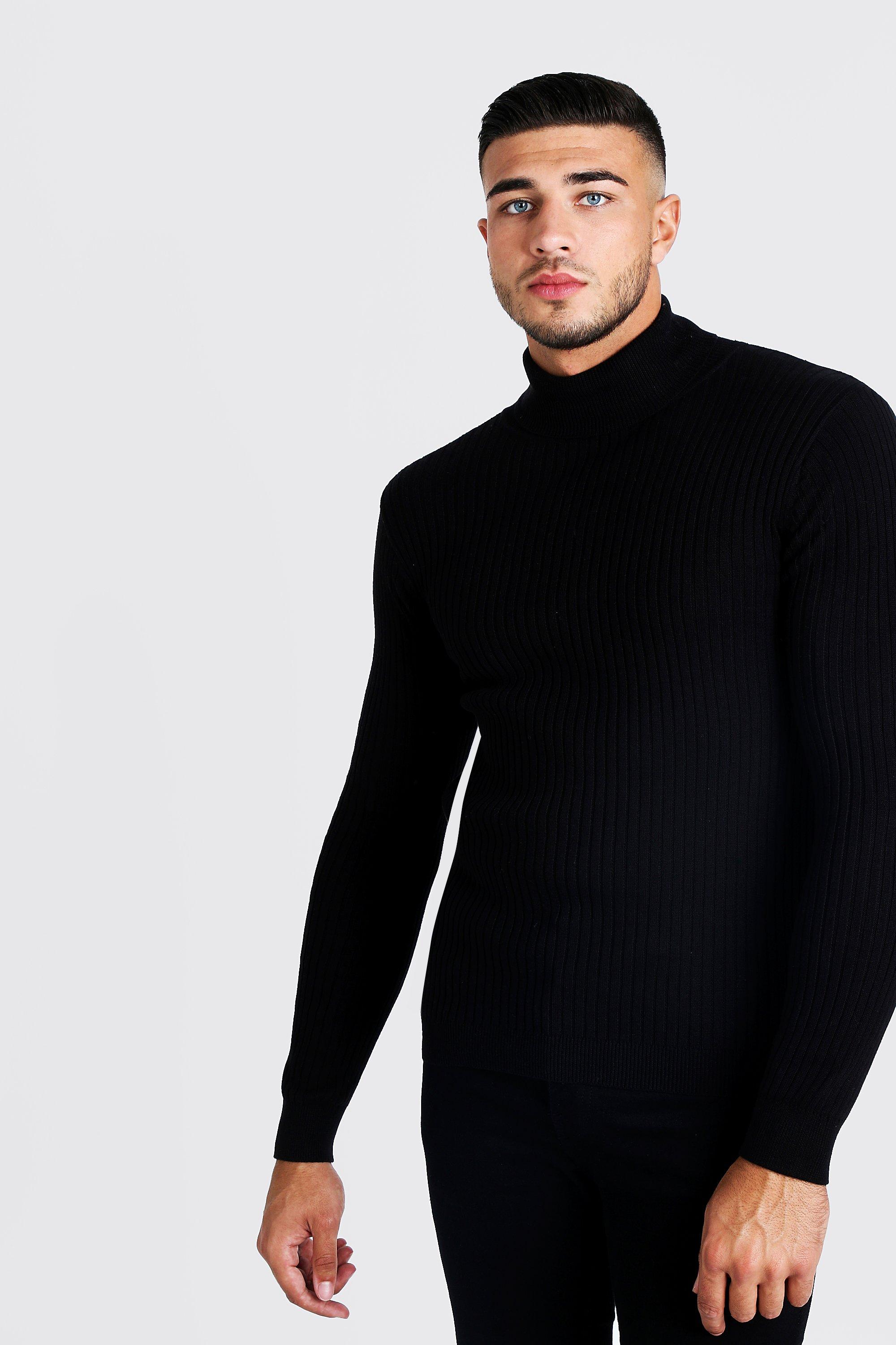 mens fine knit polo neck jumpers