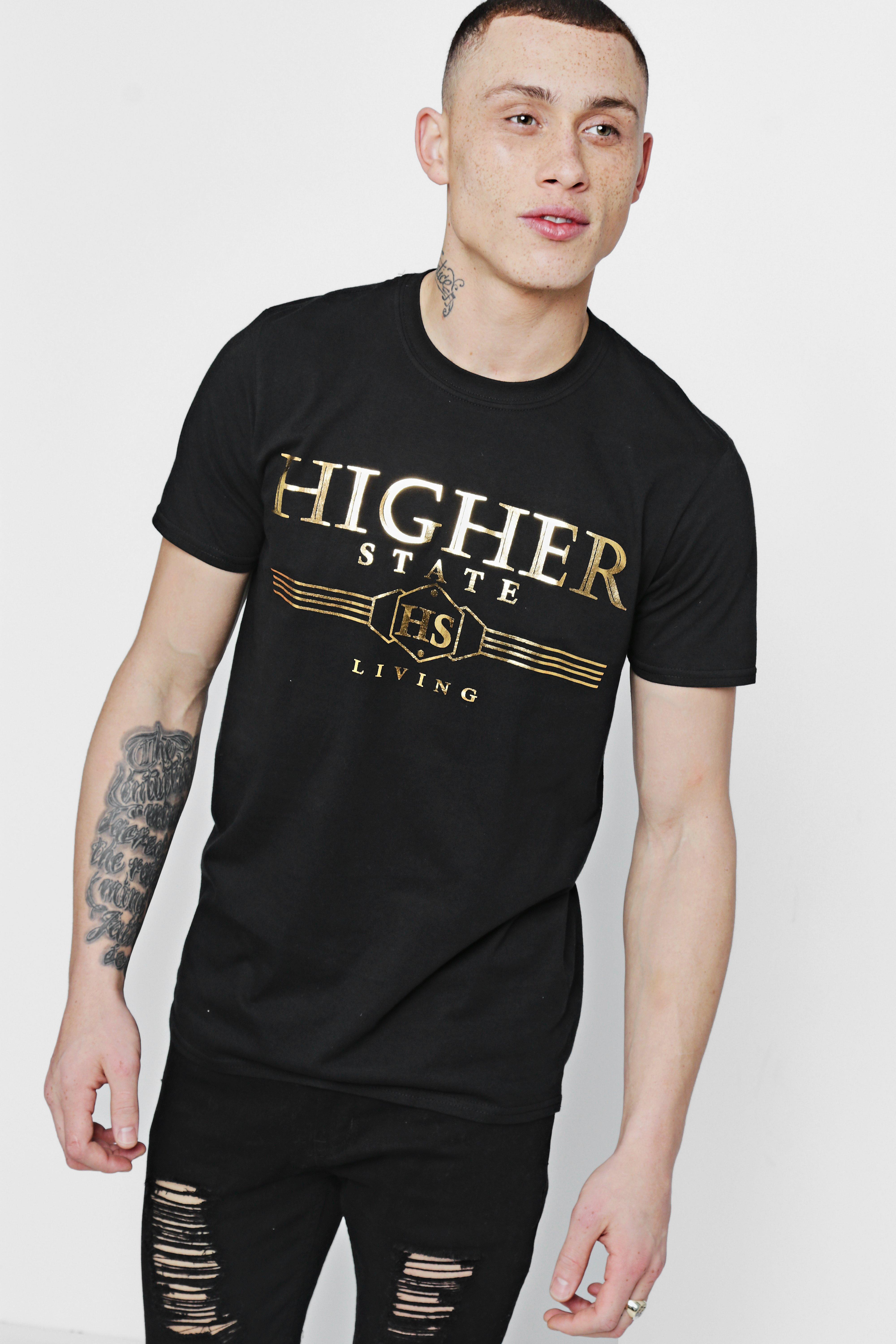 Higher State Foil Print T Shirt Boohoo Nz