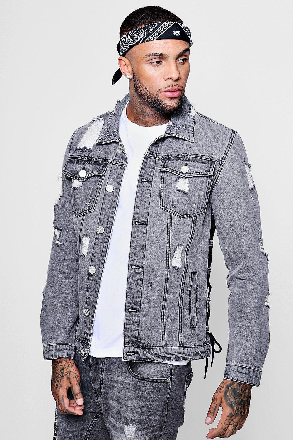 grey distressed denim jacket