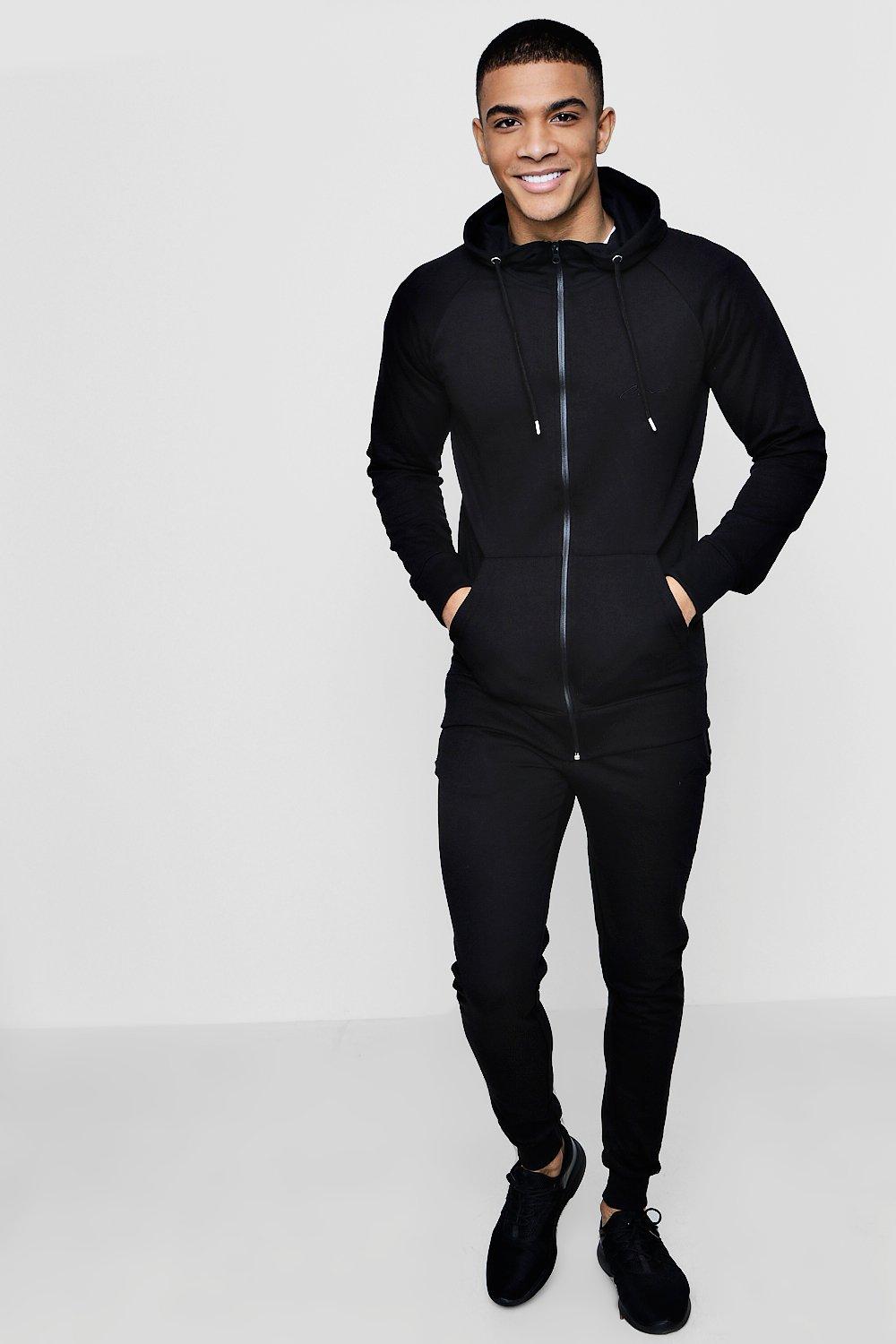 boohooman black tracksuit