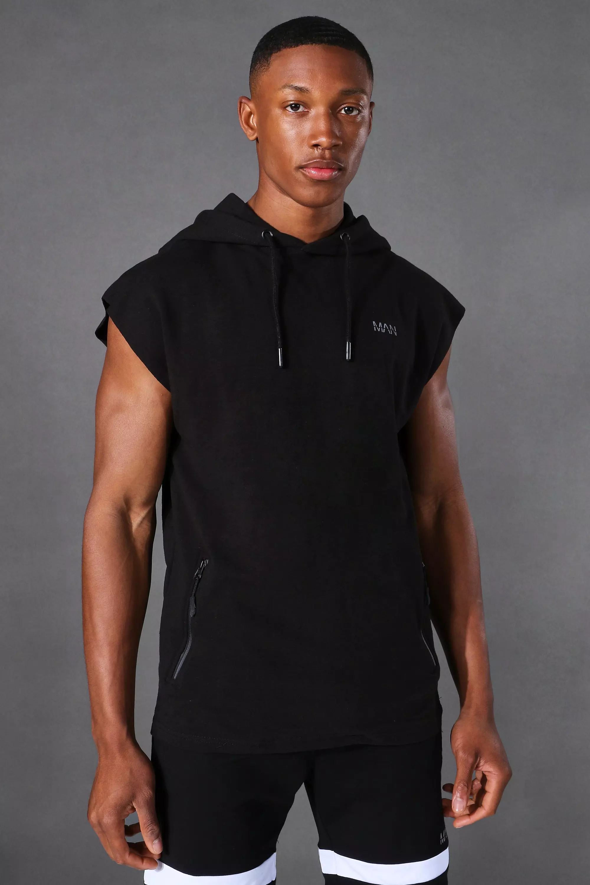 MP Men's Dynamic Training Sleeveless Hoodie - Washed Black