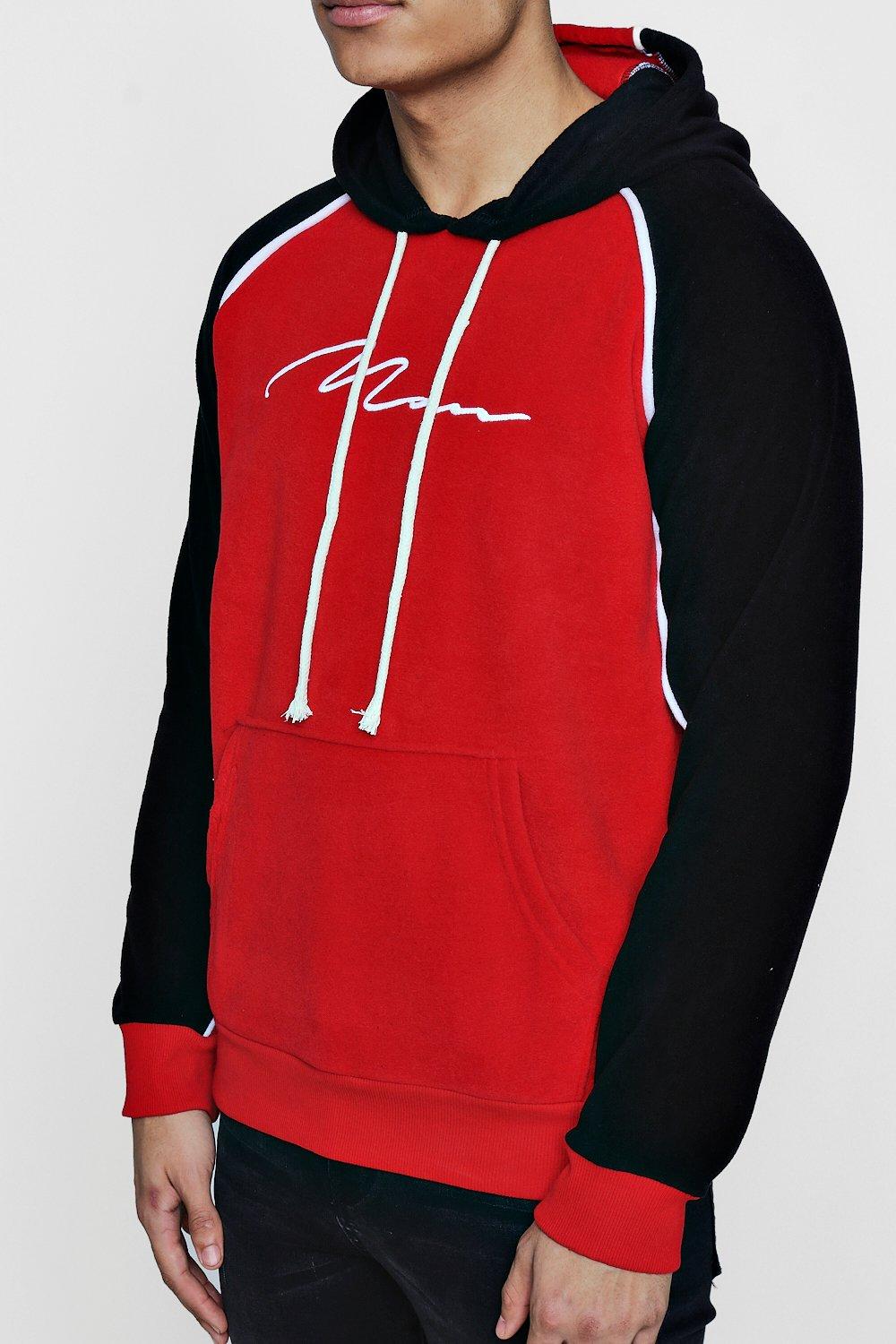 man signature embroidered hoodie