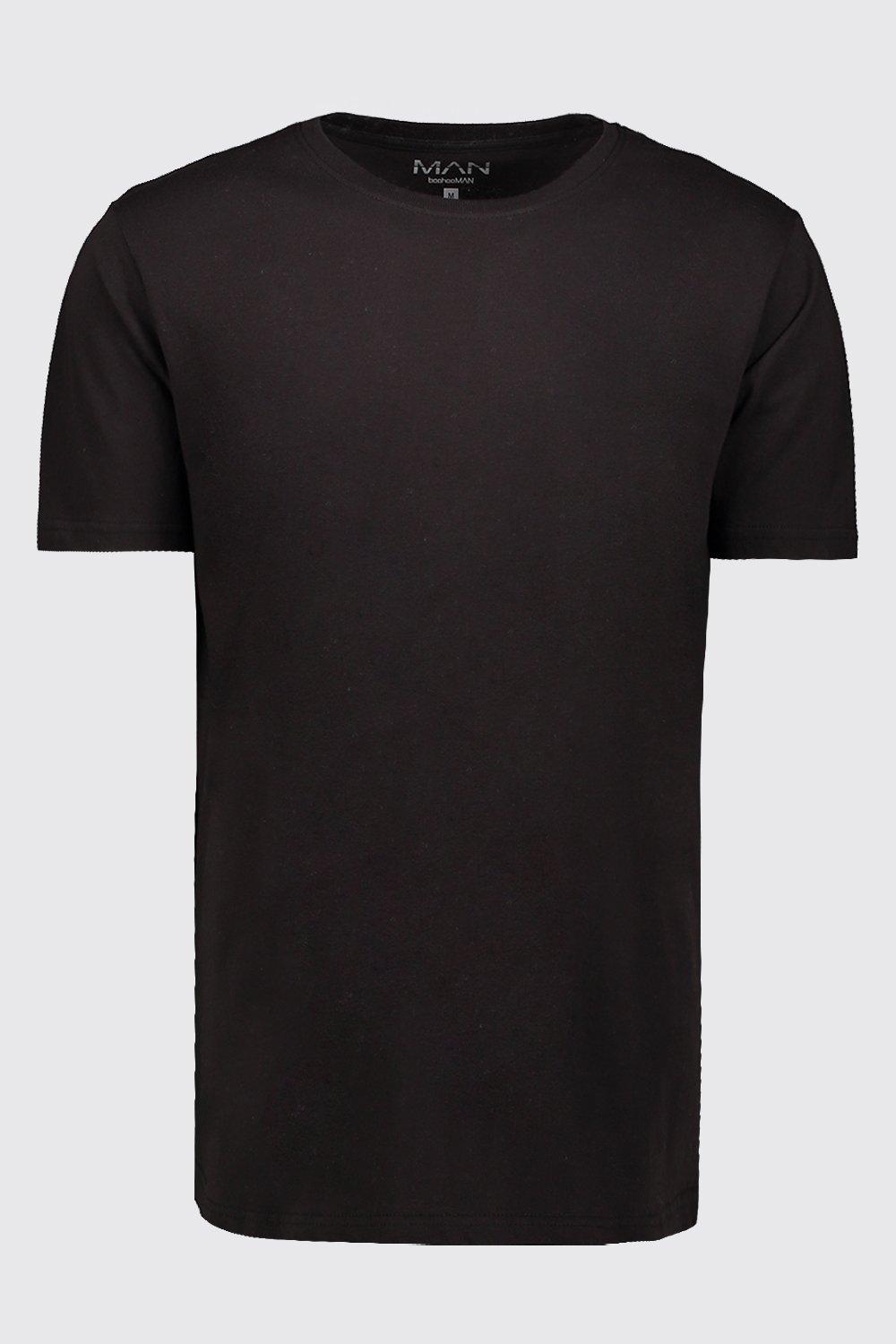 

Удлиненный T Рубашка с короткими рукавами и с фигурным подолом, Черный