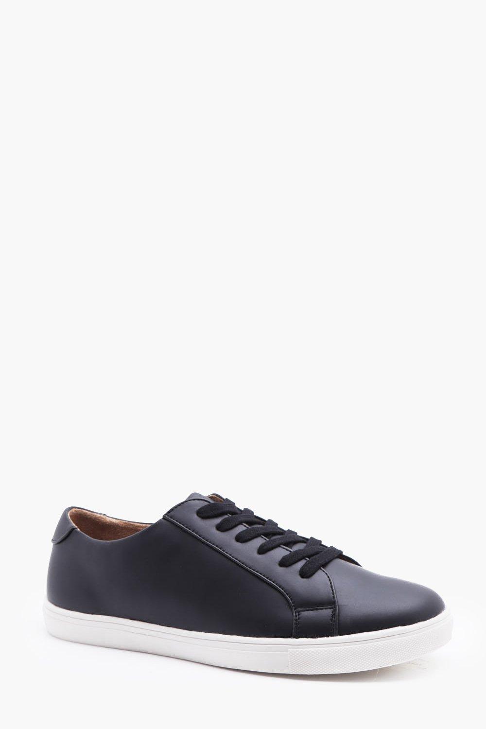 black leather smart trainers