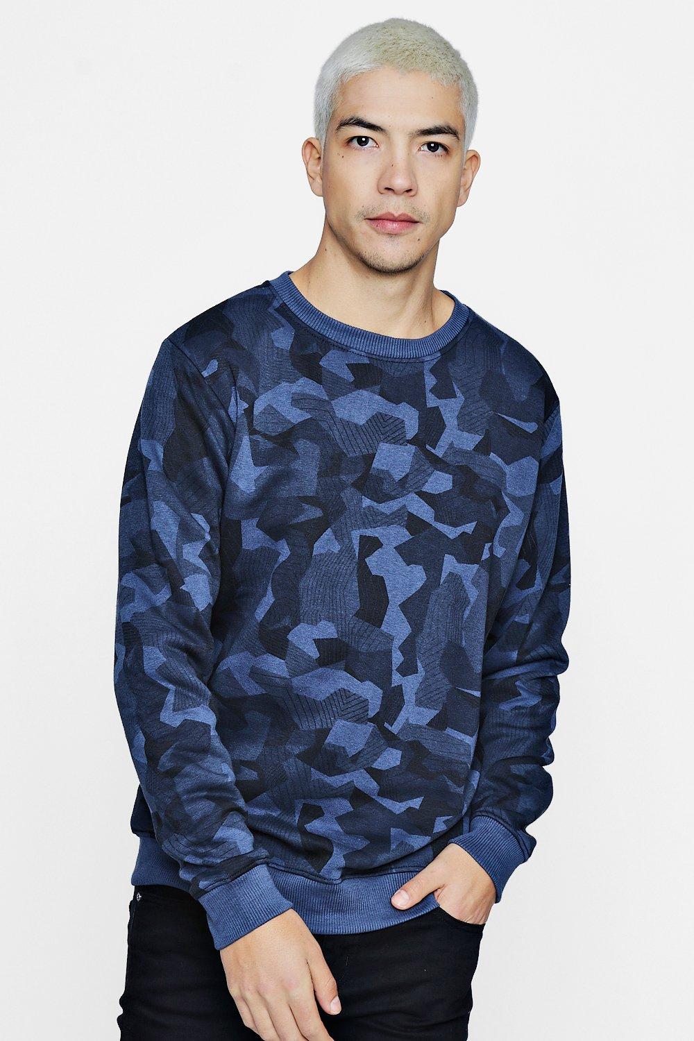 blue camo sweater