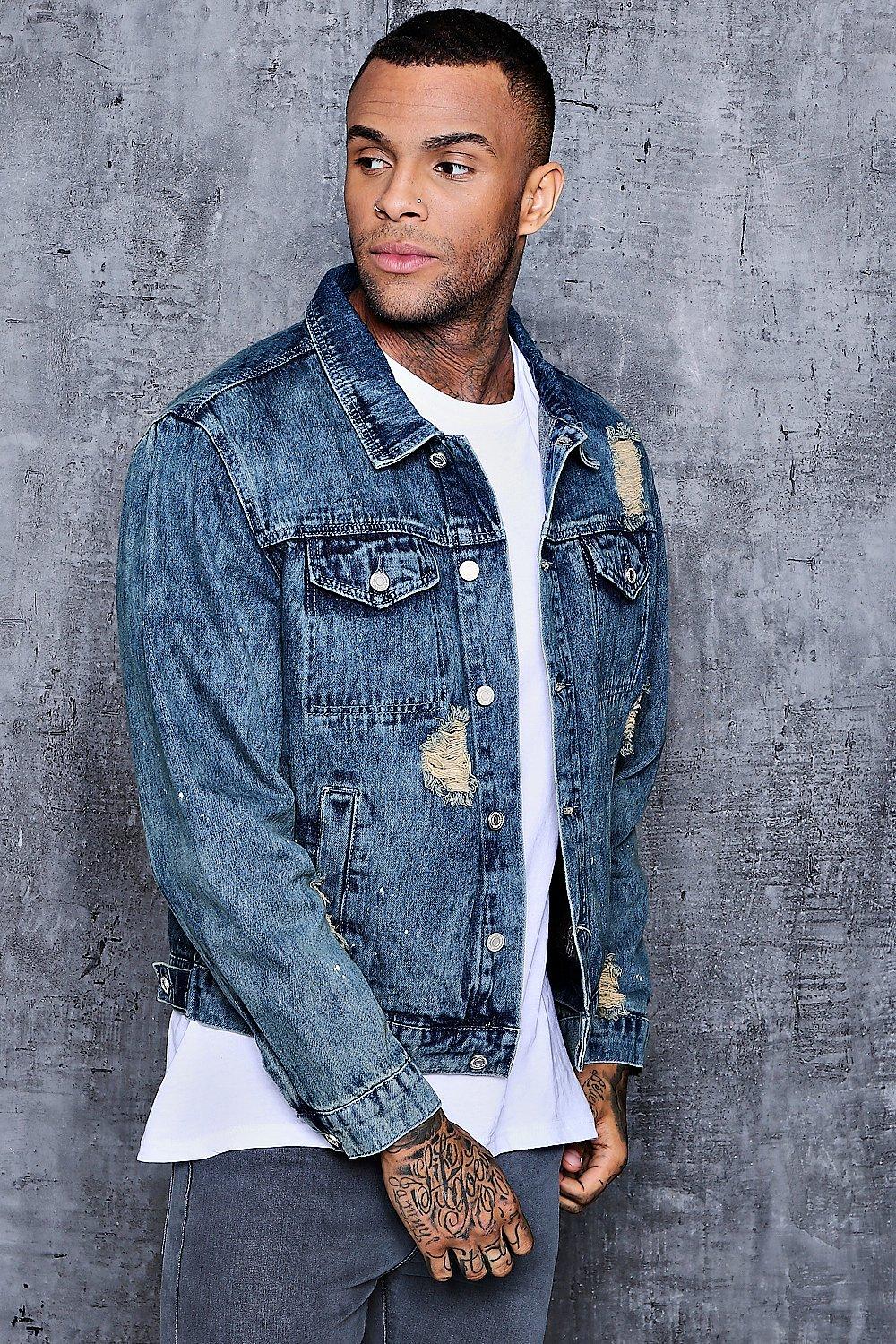 boohooman paint splatter jeans