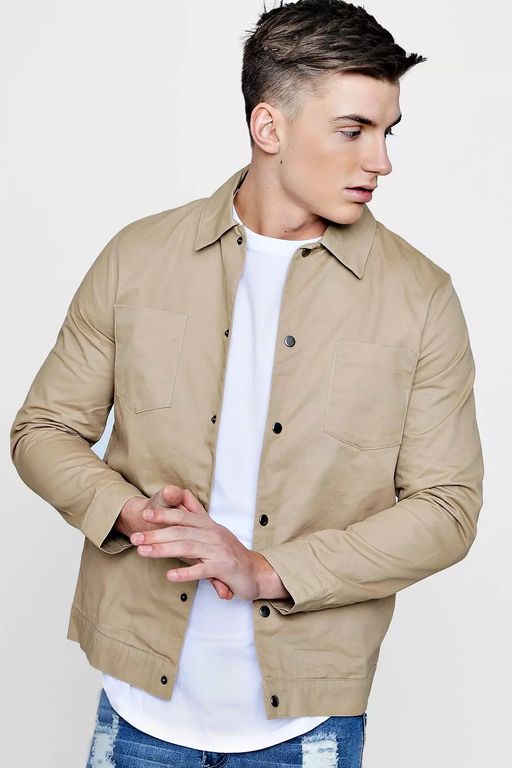 Cotton Twill Coach Jacket | boohooMAN USA