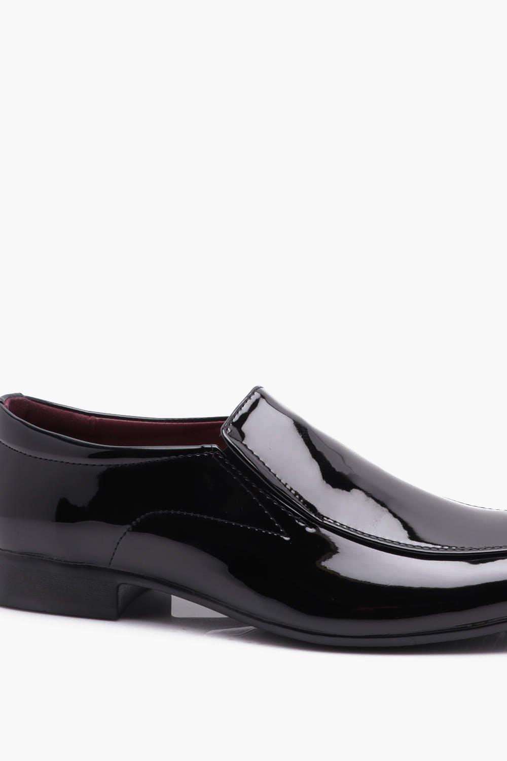 black patent slip on shoes