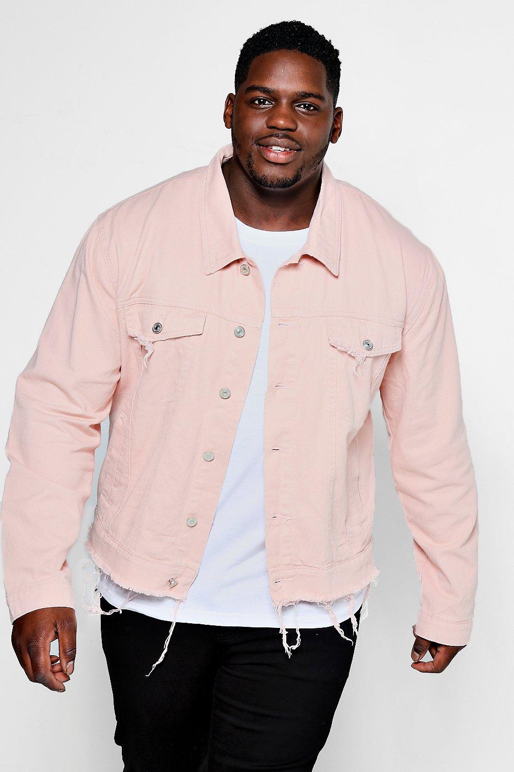 Big And Tall Dusky Pink Denim Jacket 