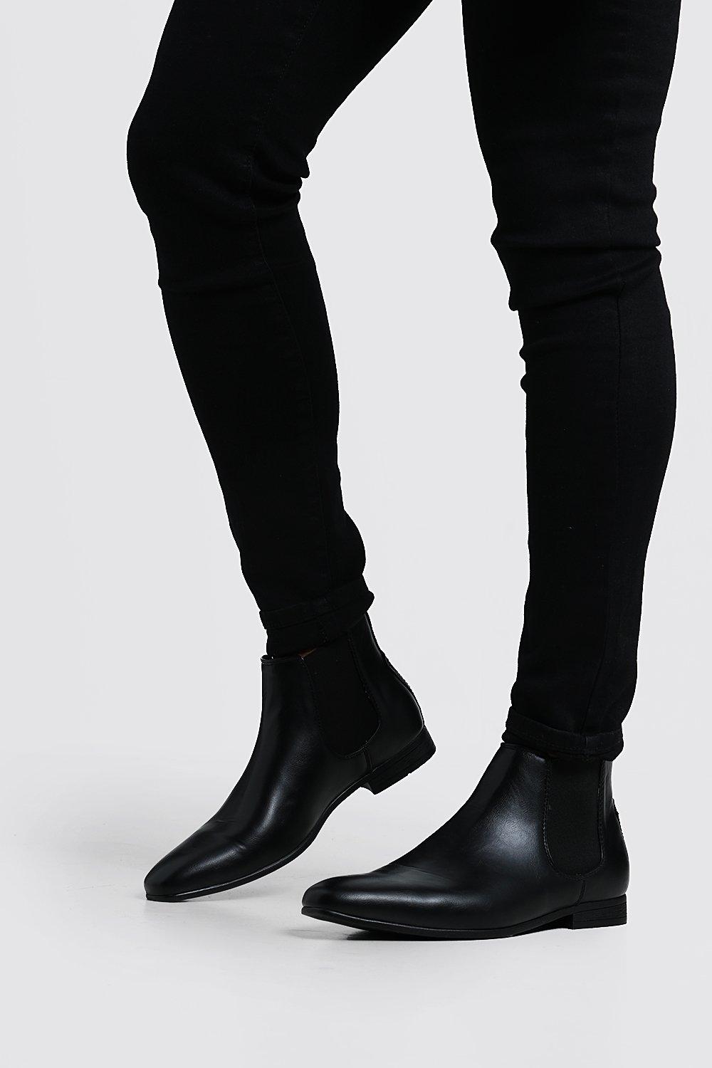 leather look knee high boots