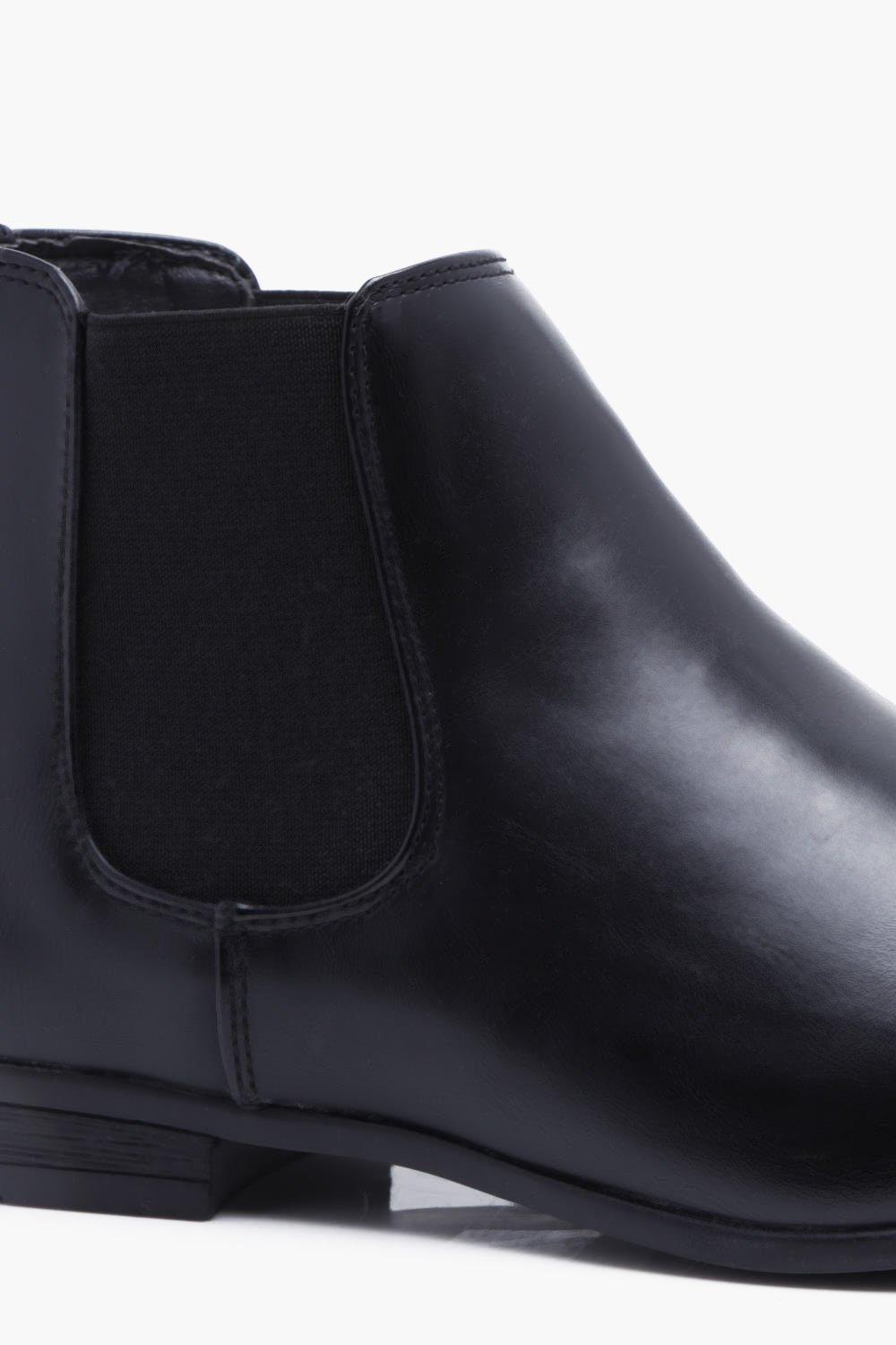 black faux leather chelsea boots