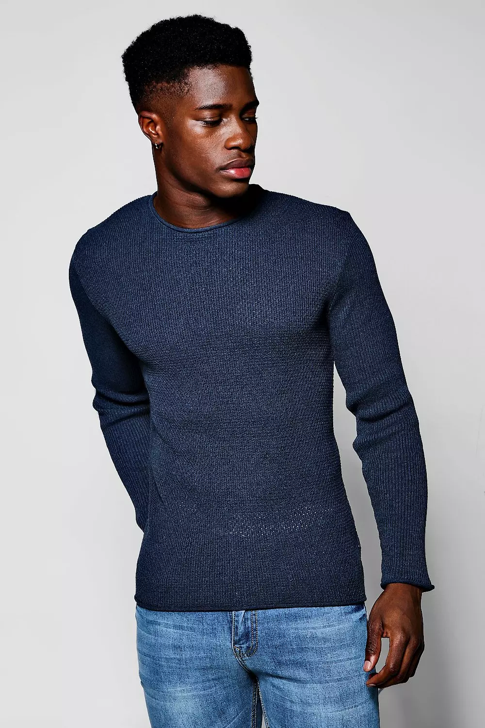 Muscle Fit Knitted Jumper boohooMAN