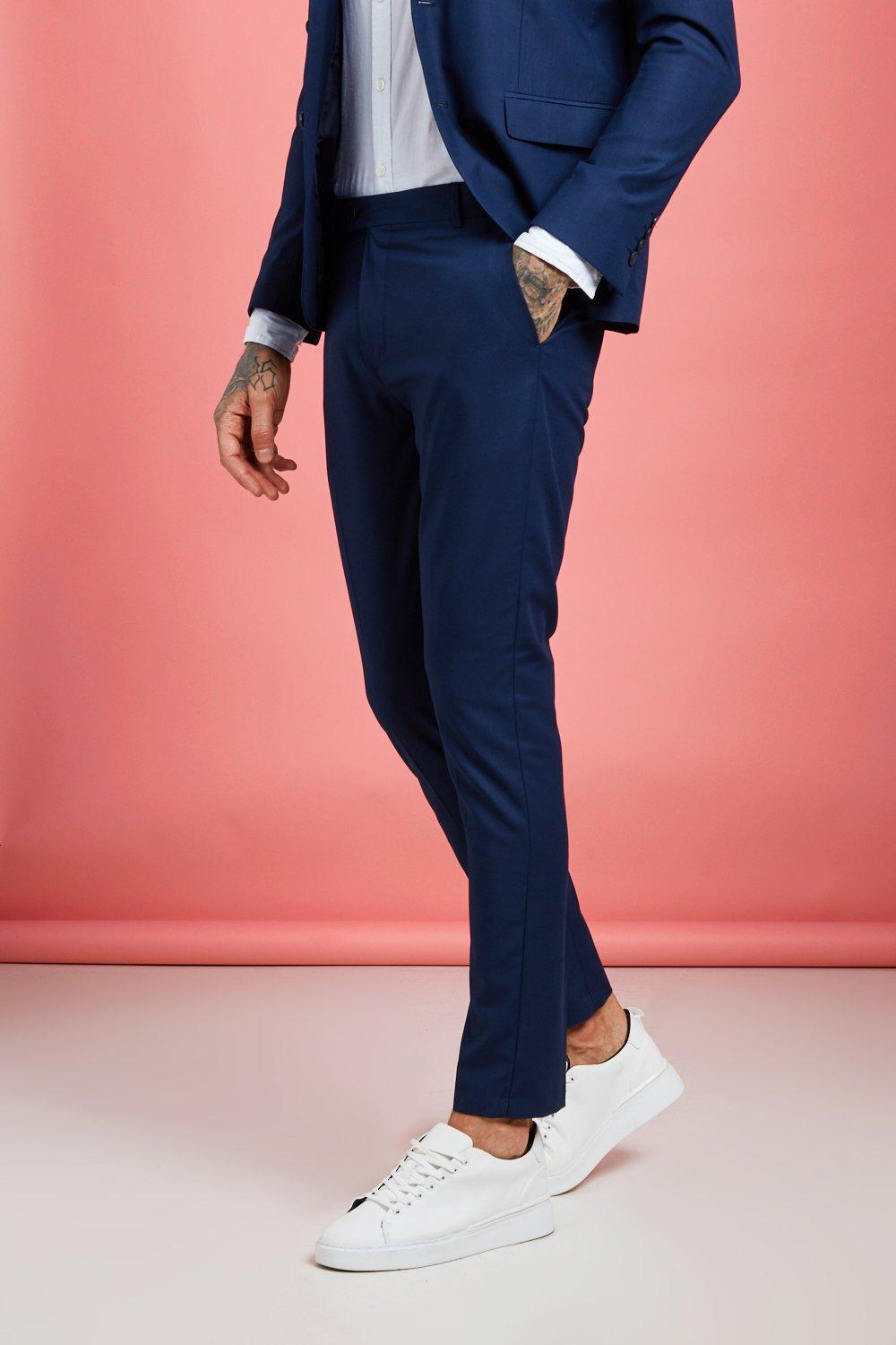 navy skinny fit trousers