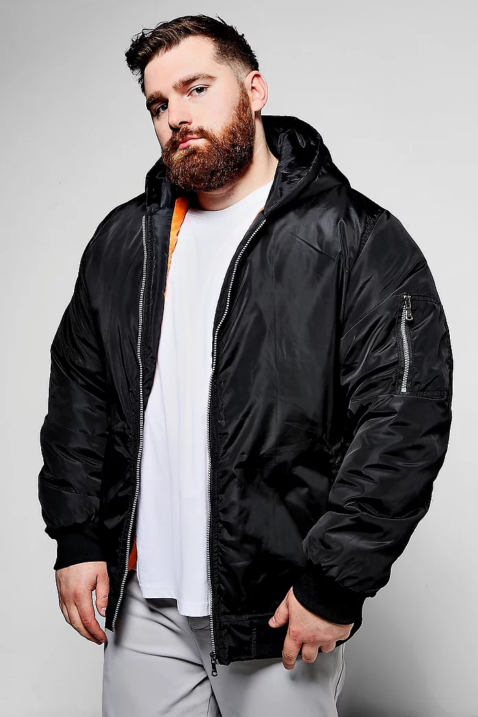 Big And Tall MA1 Hooded Bomber Jacket
