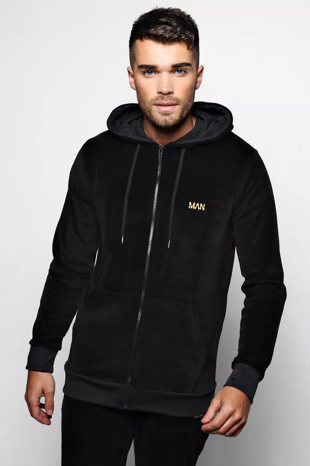 Mens velour outlet zip up hoodie