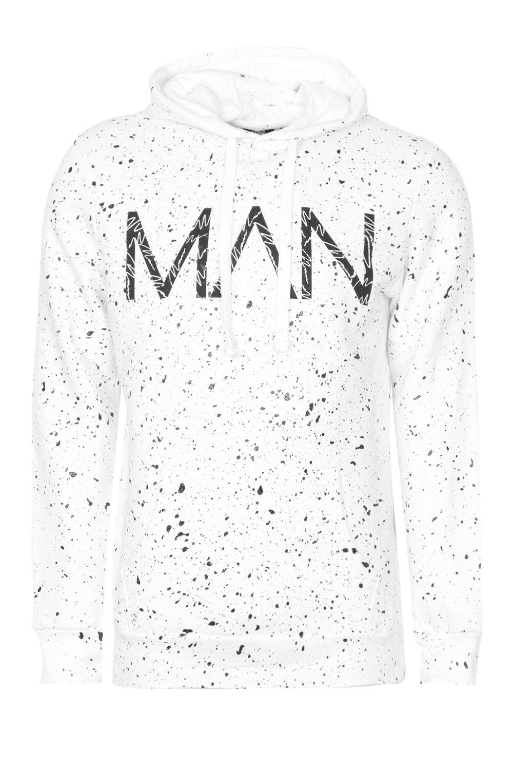 black and white paint splatter hoodie