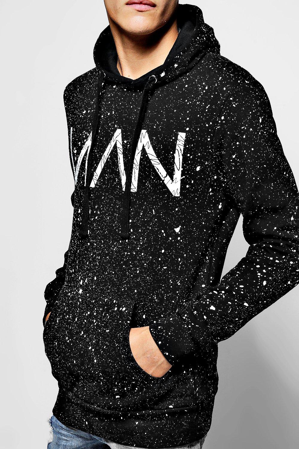 black paint splatter hoodie