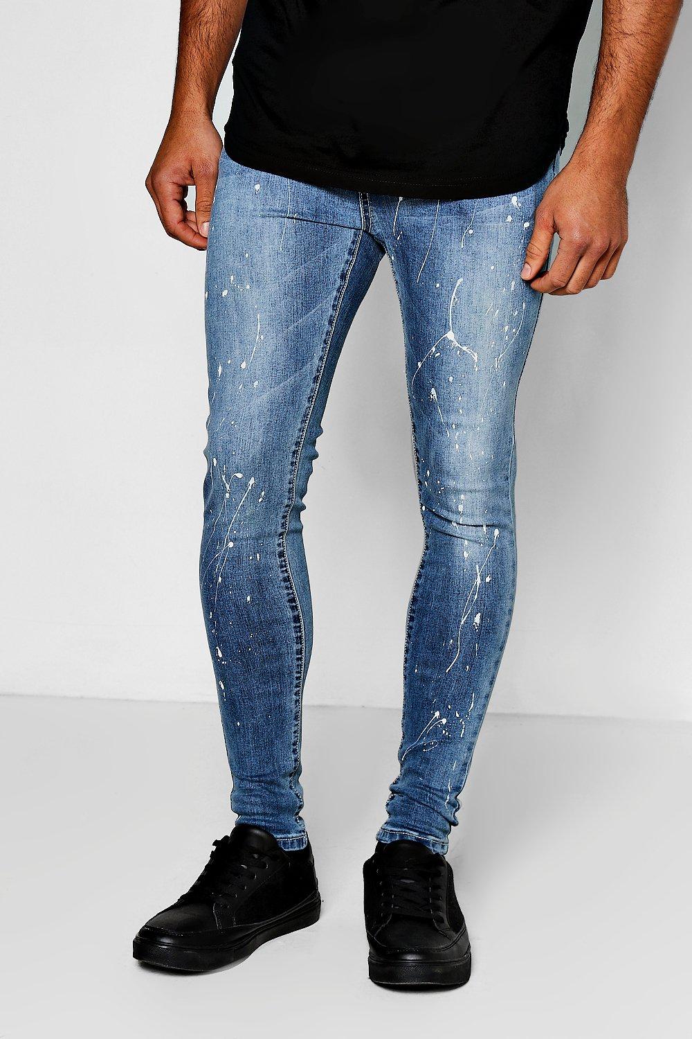 blue splatter jeans