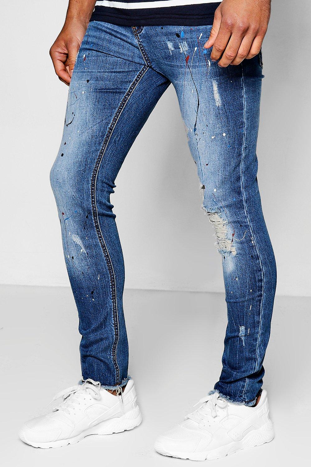 splatter denim jeans